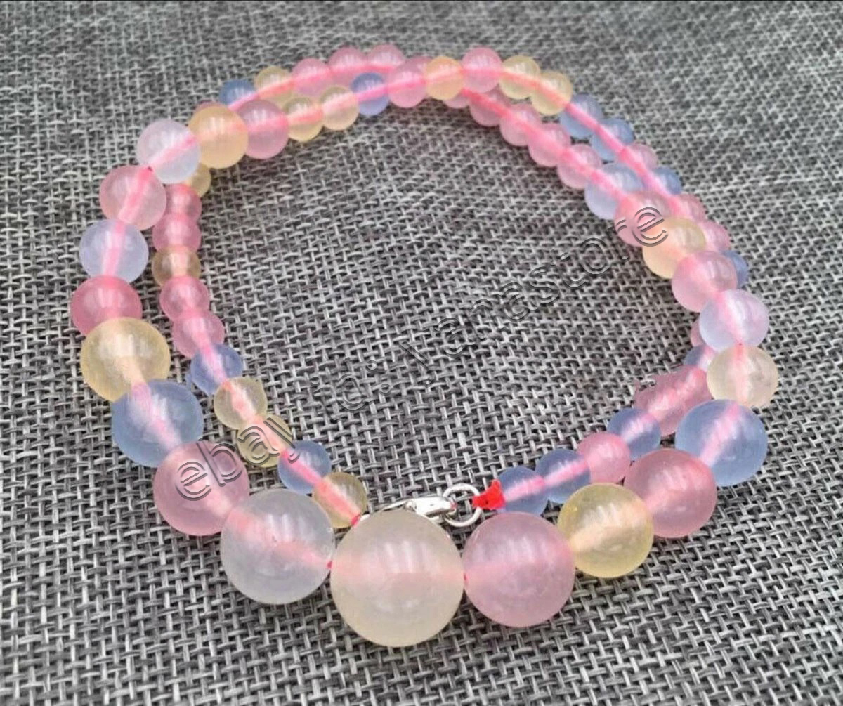 Fashion 6-14mm Mehrfarbig Jade Edelstein Rund Perlen Abschluss Halskette 18 Zoll - Bild 110 von 116