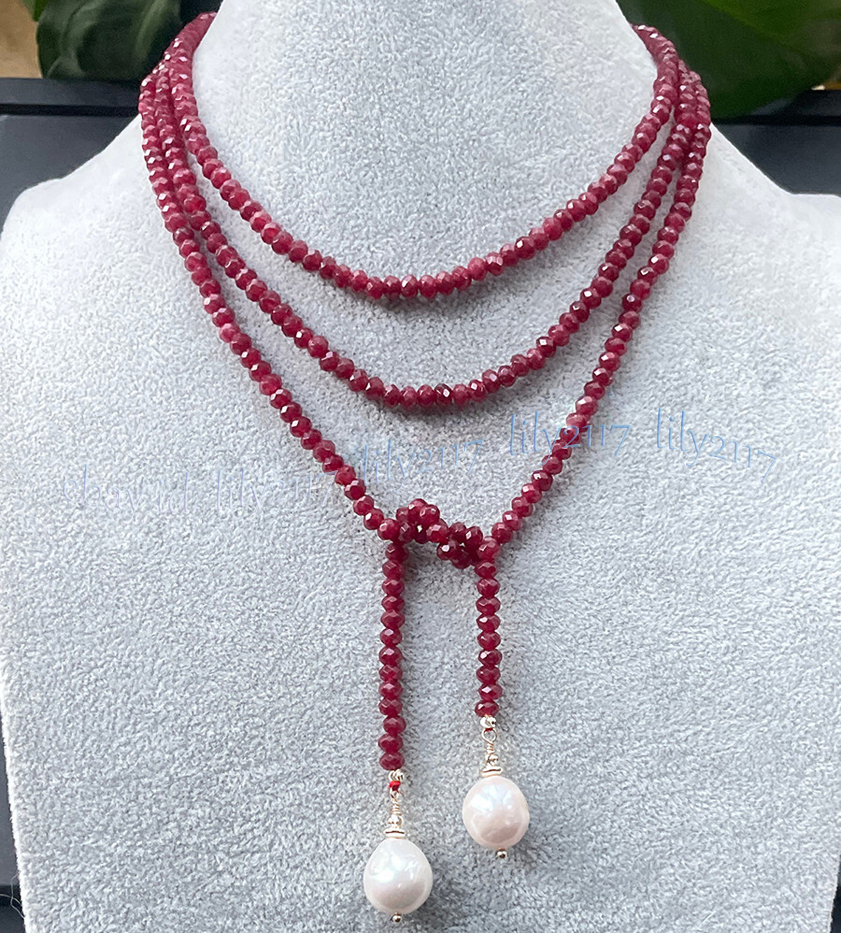 2x4mm Faceted Gemstone Rondelle Beads White Baroque Pearl Pendant Scarf Necklace