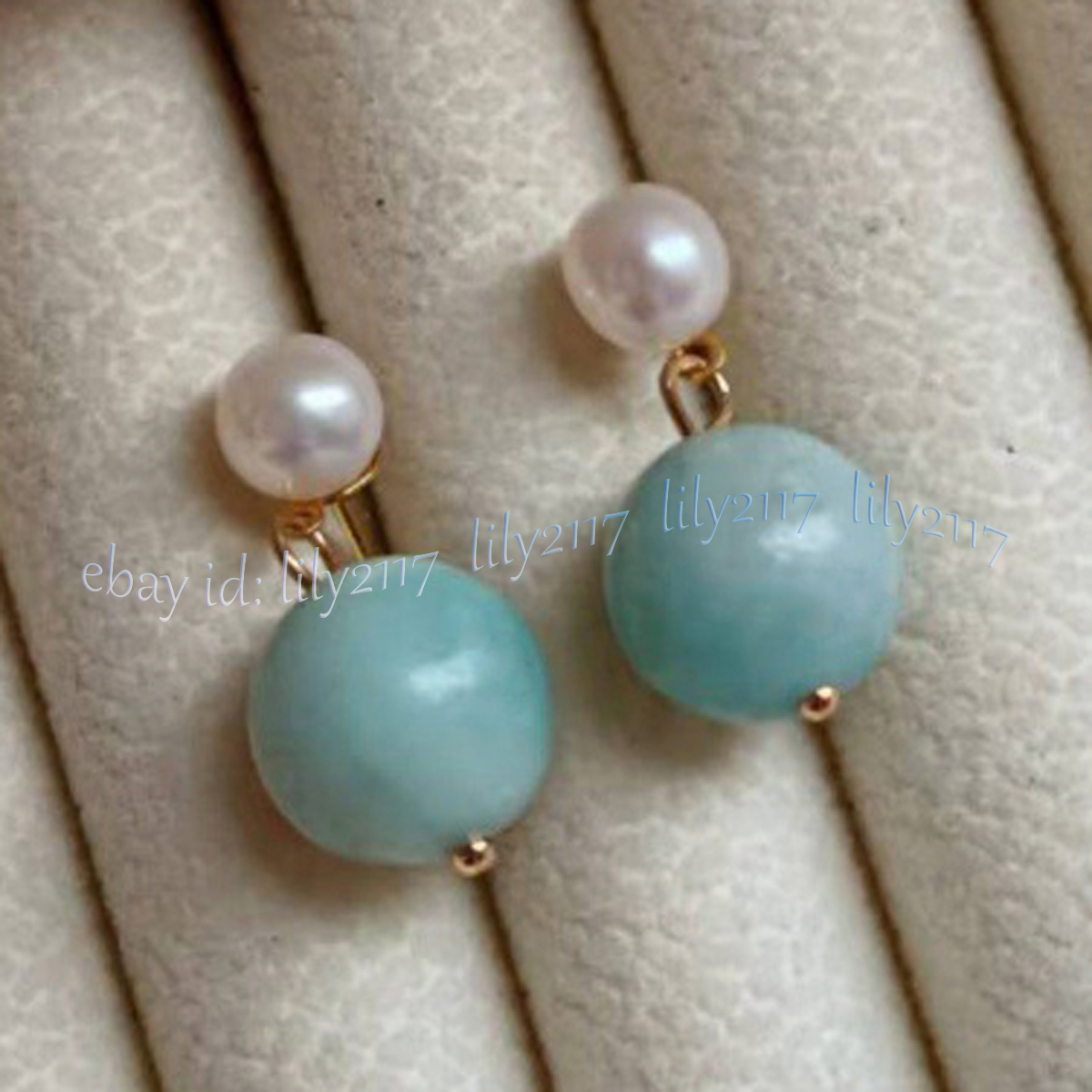 Natural 7-8mm White Pearl 10mm Round Gemstone Beads Dangle Stud Earrings Jewelry