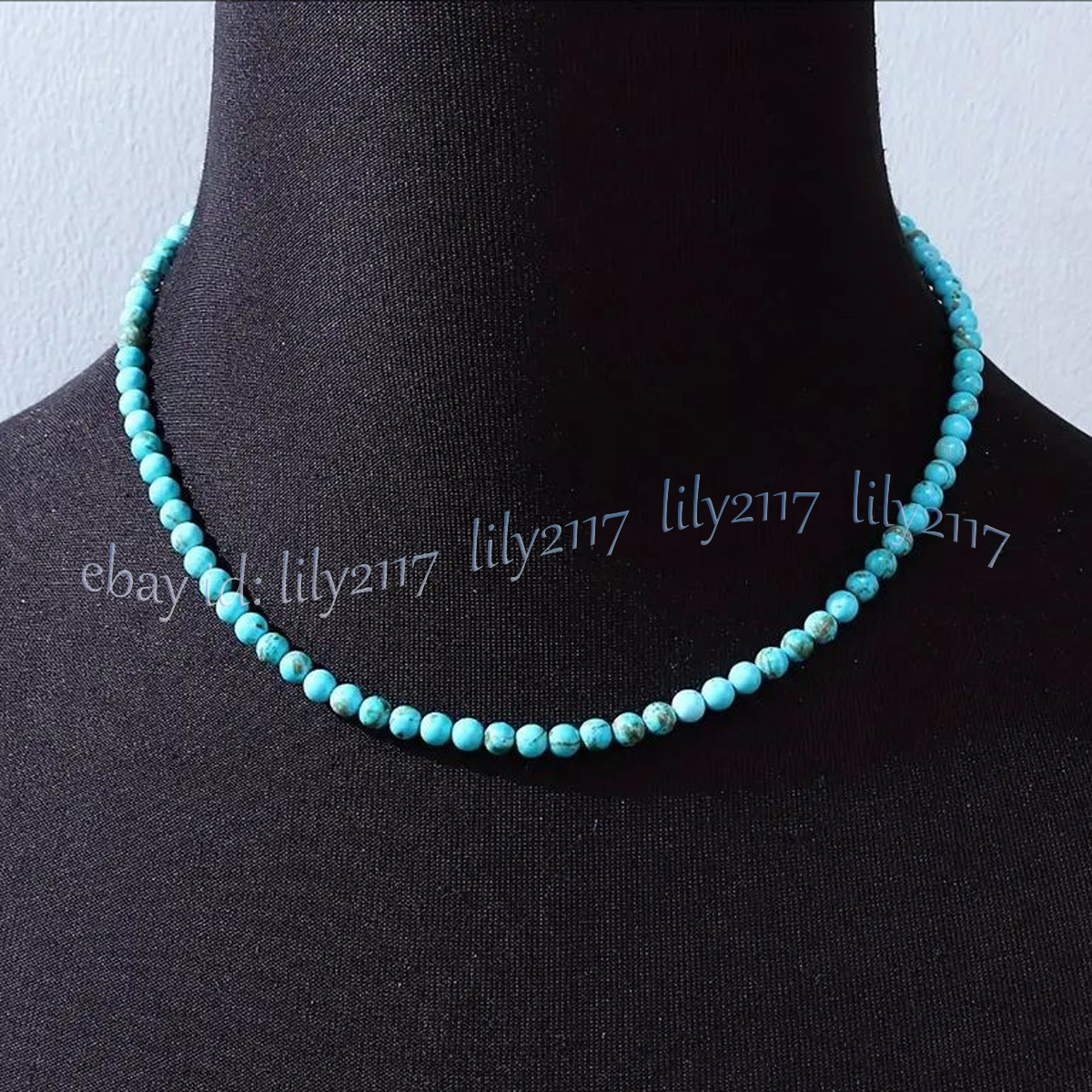 4mm Natural Blue Turquoise Round Gemstone Beads Necklace Jewelry 14-30 inch