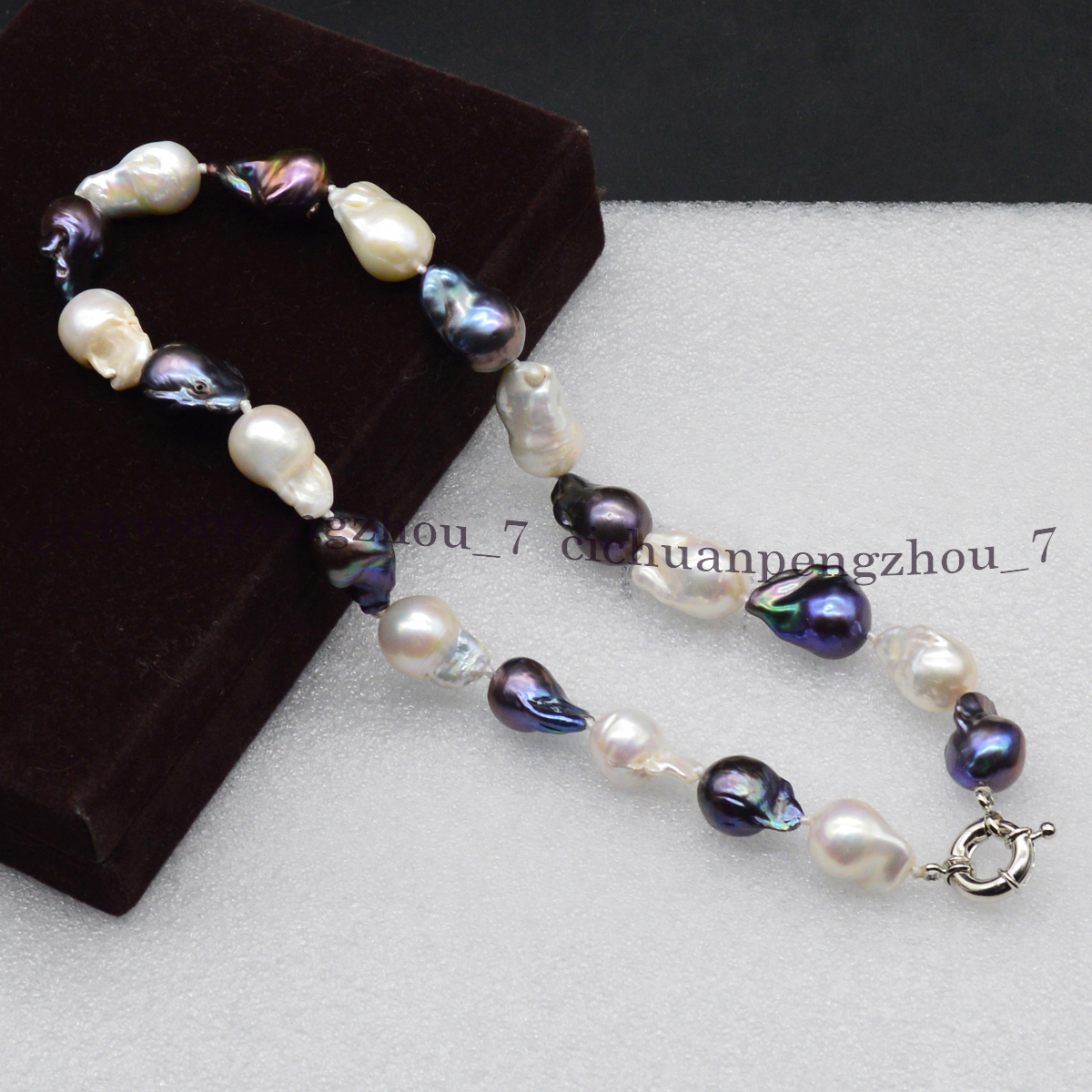Huge Real Natural White Black Reborn Baroque Keshi Pearl Necklace 16-36 inch