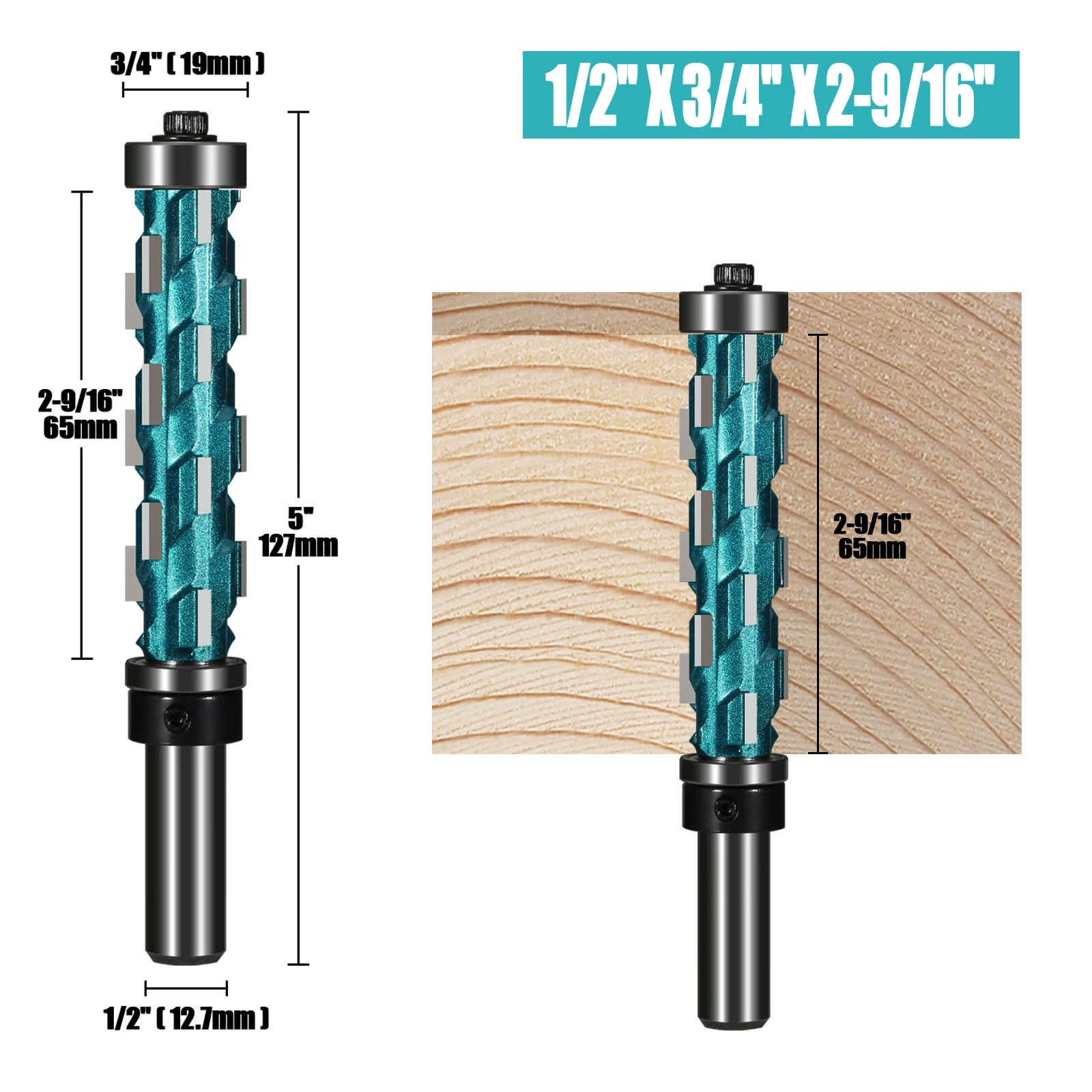 1/2'' Shank Spiral Flush Trim Router Bit Double Bearing Carbide Milling Cutter - Bild 15 von 17