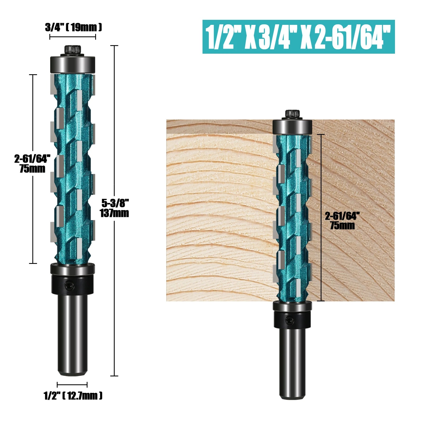 1/2'' Shank Spiral Flush Trim Router Bit Double Bearing Carbide Milling Cutter