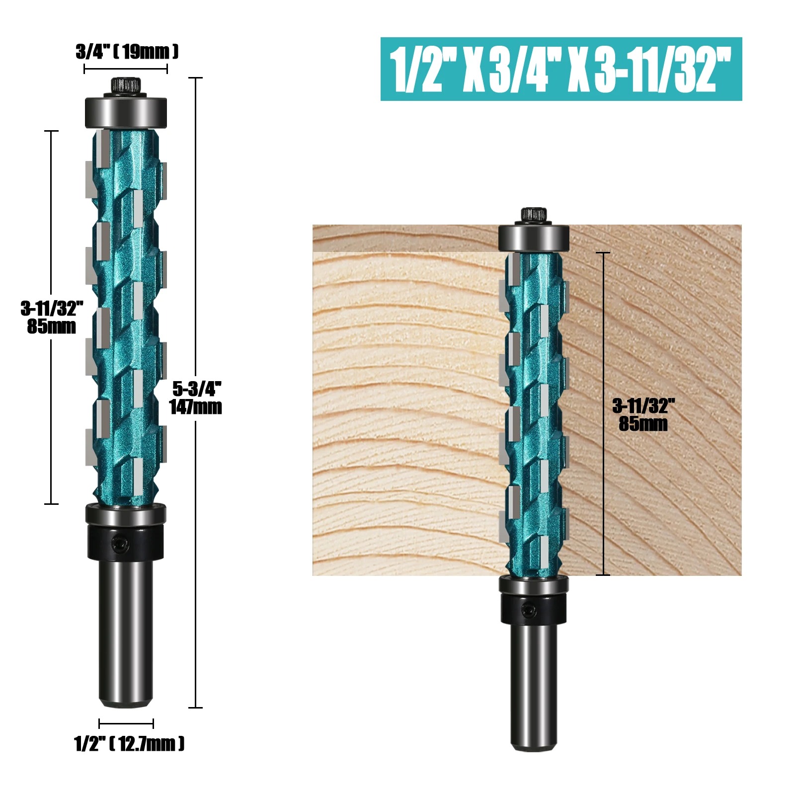 1/2'' Shank Spiral Flush Trim Router Bit Double Bearing Carbide Milling Cutter - Bild 17 von 17