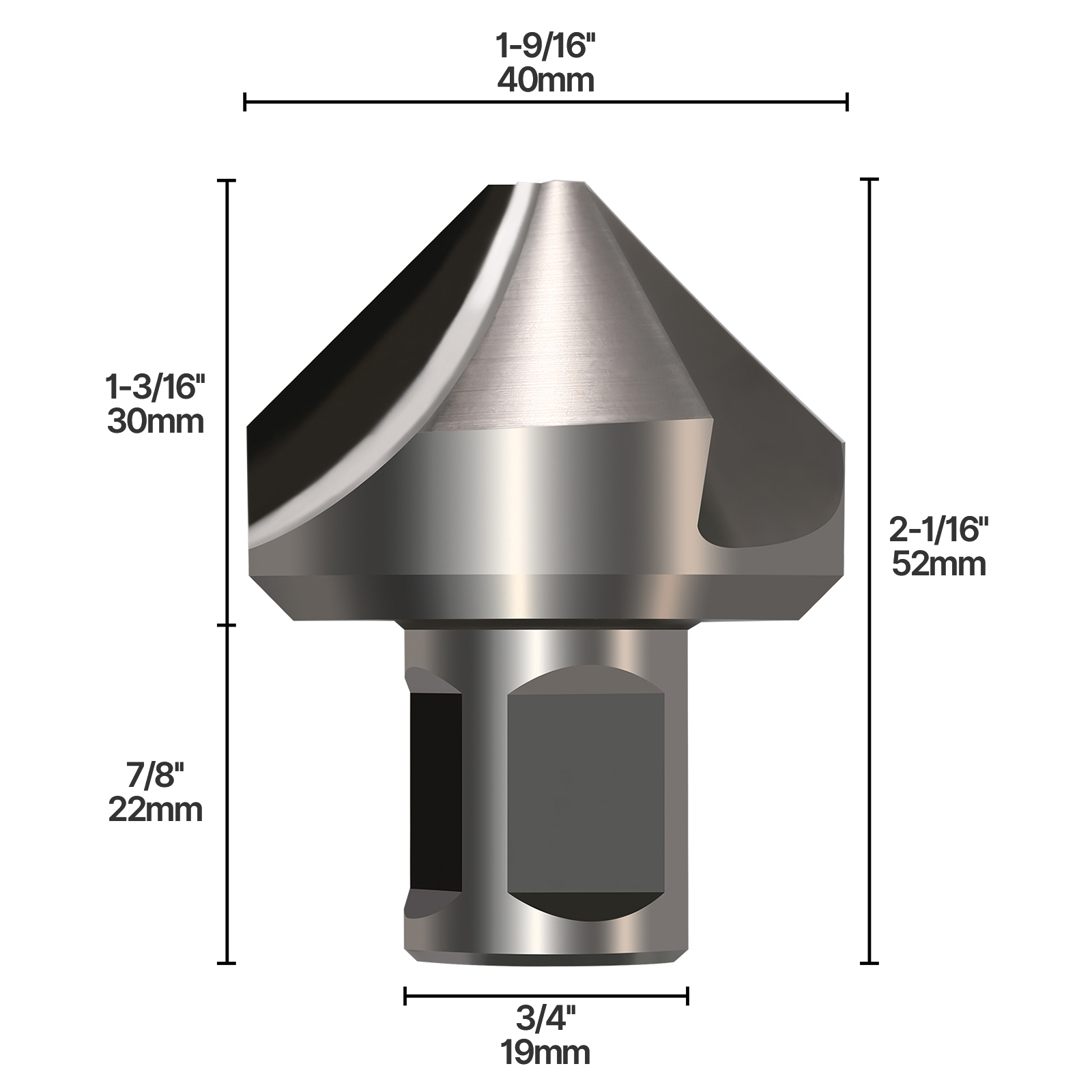1pc HSS M35 Countersink Drill Counter Sink Chamfer 90 Degree 3 Flute 3/4" Shank - Picture 10 of 11