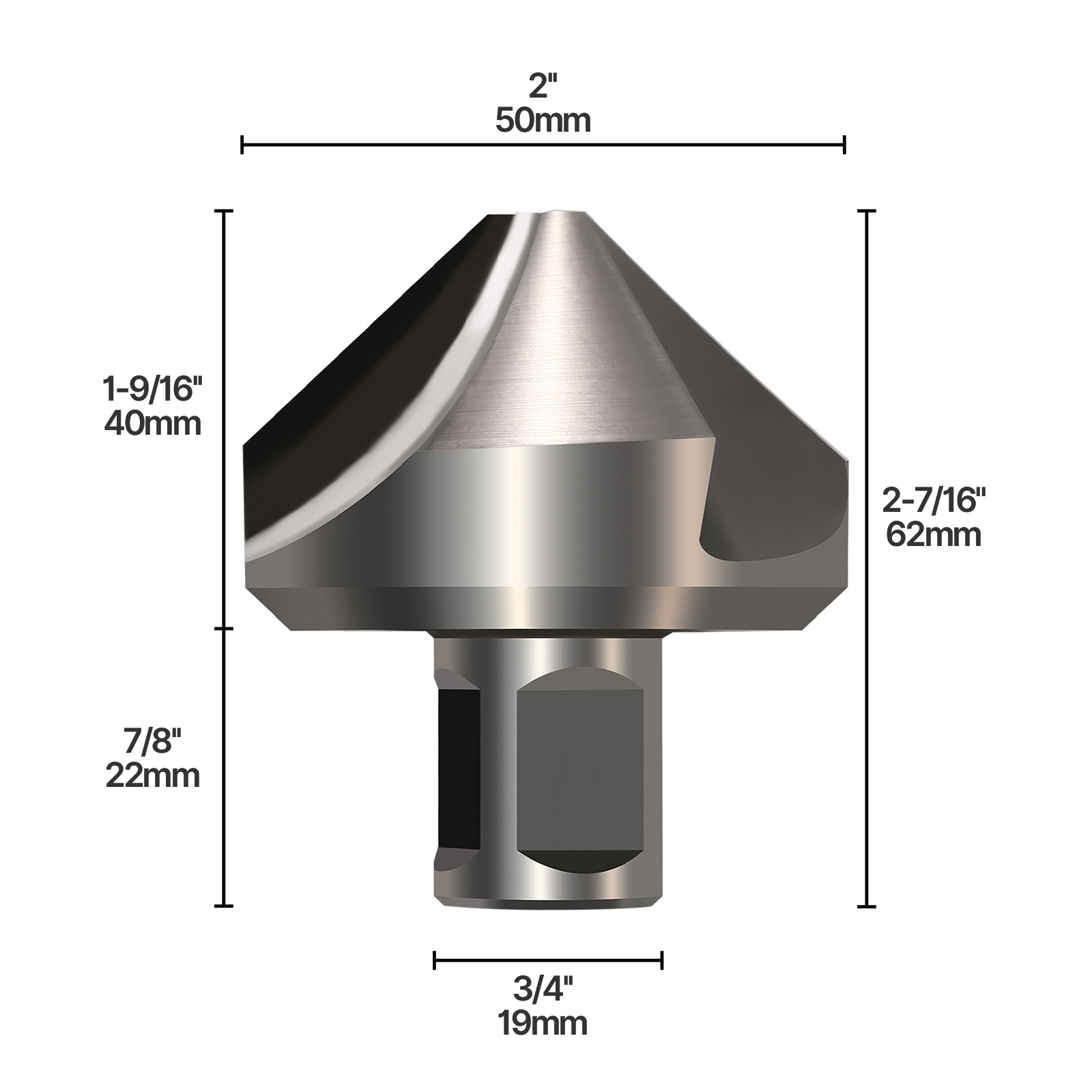 1pc HSS M35 Countersink Drill Counter Sink Chamfer 90 Degree 3 Flute 3/4" Shank - Picture 11 of 11