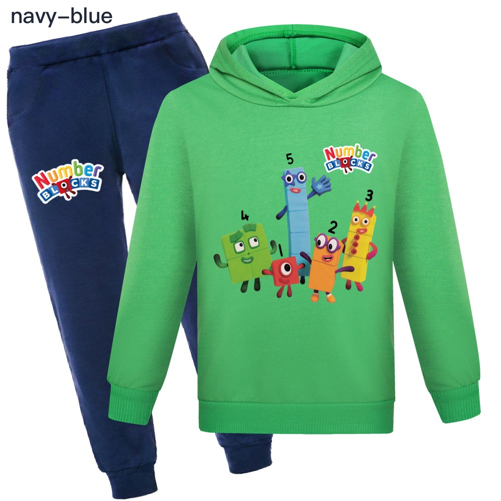 Kids Number Blocks Hoodie Pants Tracksuit Clothes Joggers Activewear Outfits