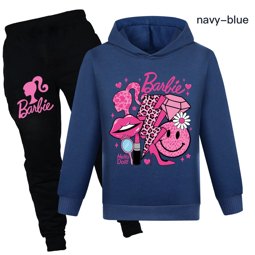 Kids Girls Barbie the Movie Jumper Tracksuit Hoodie + Pants Casual Outfit Set