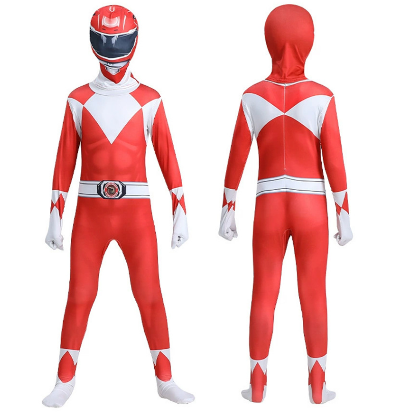 Kids Power Ranger Adults Jumpsuits Cosplay Party Costume Halloween Birthday Gift - Picture 5 of 9