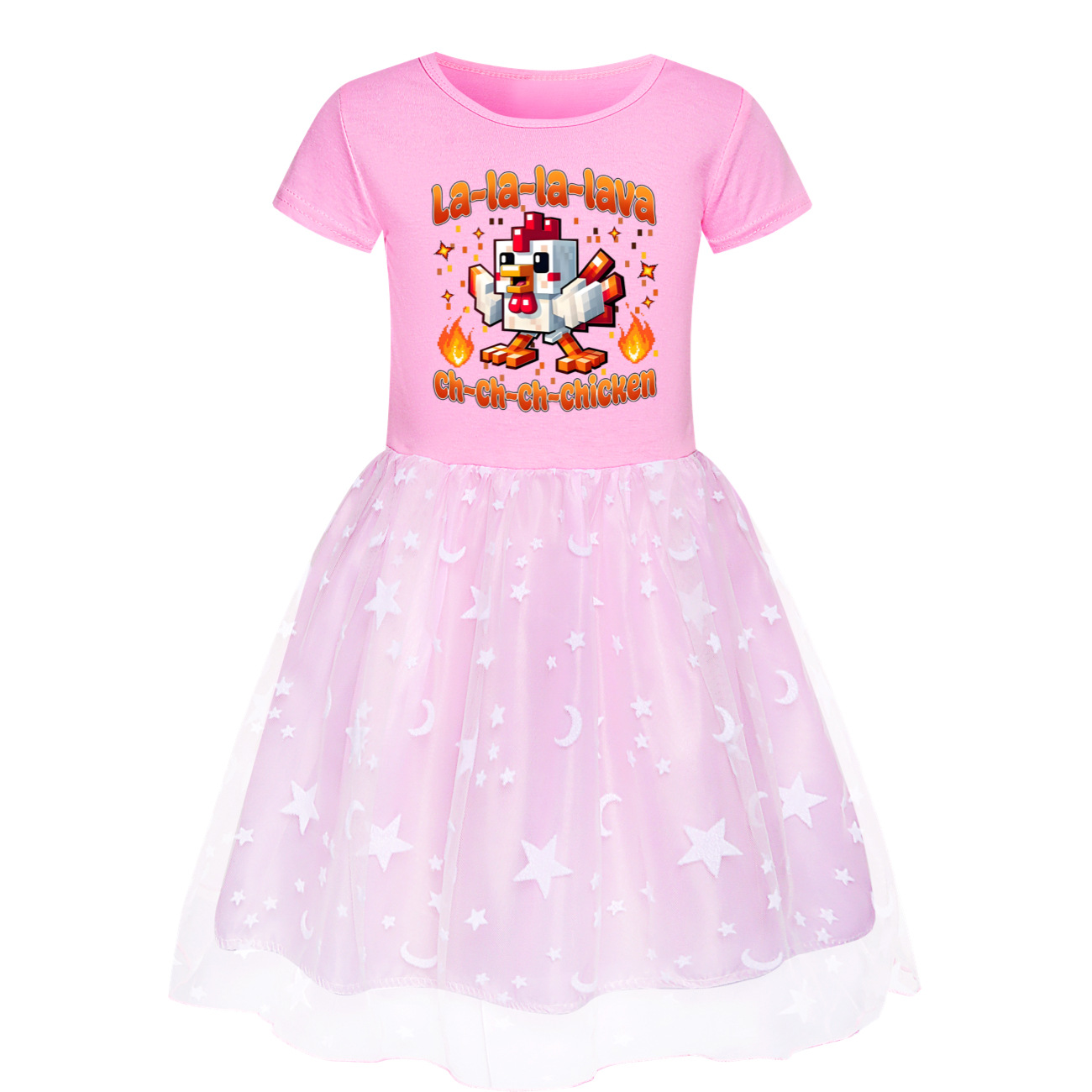 Girls STEVE'S LAVA CHICKEN Dress Star Rainbow Birthday Party Costume Tutu Skirt - Picture 15 of 20