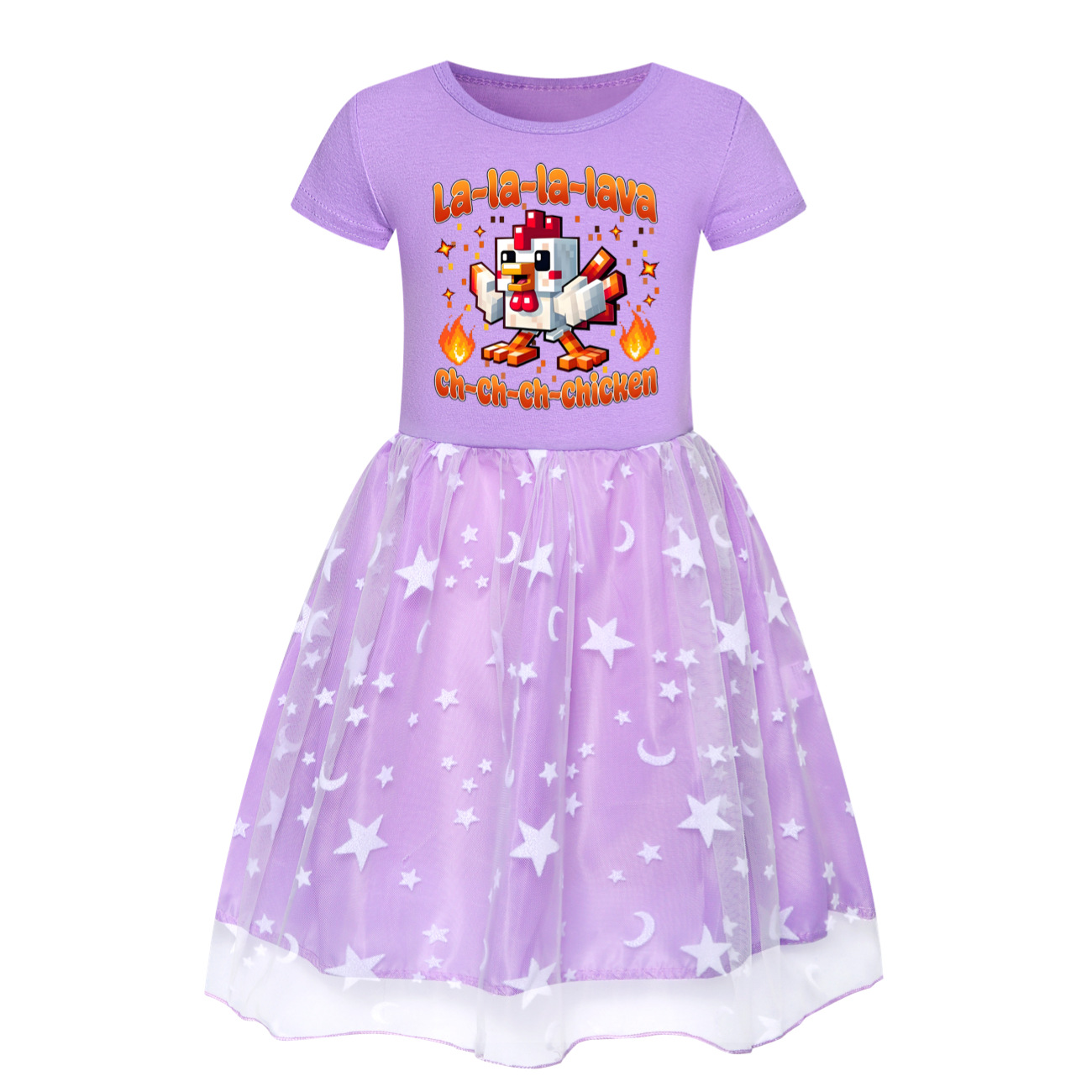 Girls STEVE'S LAVA CHICKEN Dress Star Rainbow Birthday Party Costume Tutu Skirt - Picture 16 of 20