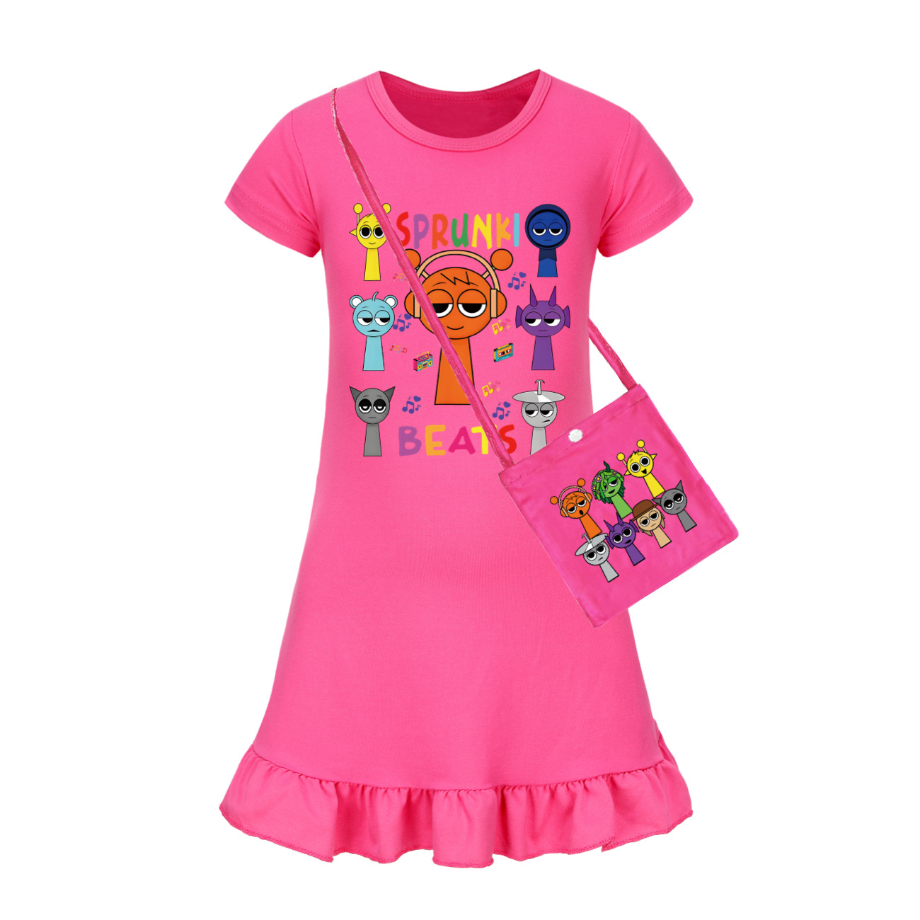 Kids Girls Sprunki Sleepwear Dress Pyjamas Cotton Home Casual Nightwear 2-11Year - Picture 9 of 21