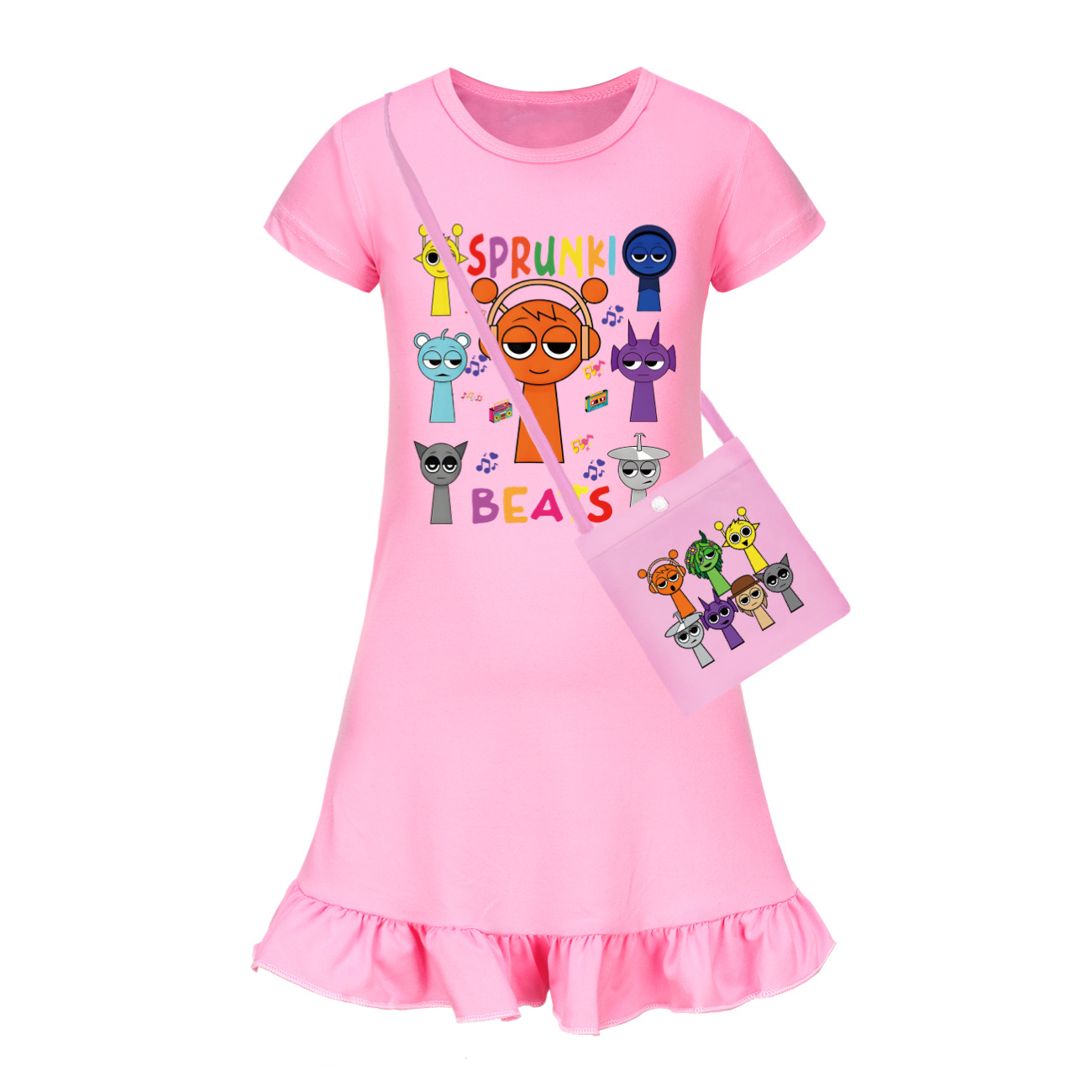 Kids Girls Sprunki Sleepwear Dress Pyjamas Cotton Home Casual Nightwear 2-11Year - Picture 10 of 21