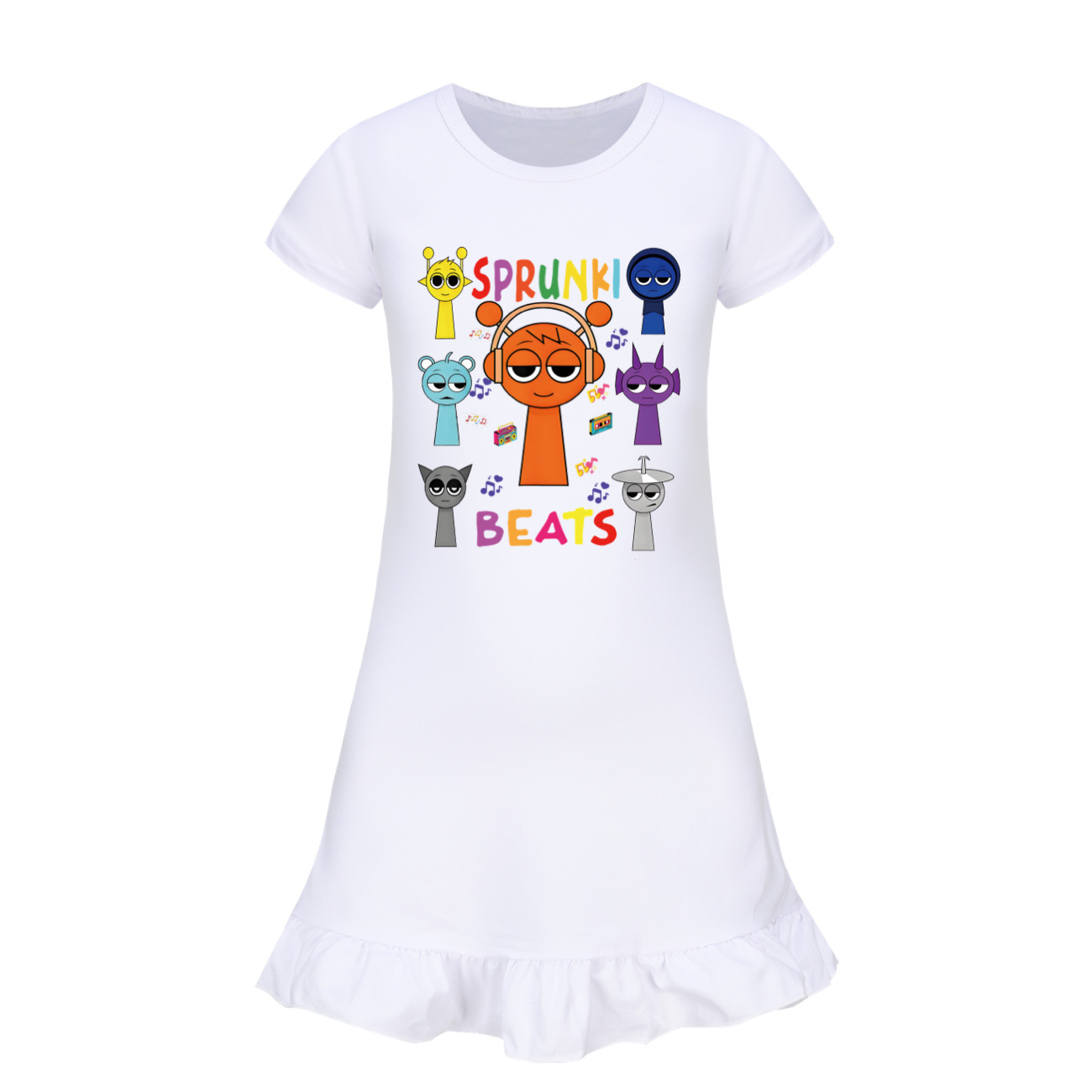 Kids Girls Sprunki Sleepwear Dress Pyjamas Cotton Home Casual Nightwear 2-11Year - Picture 11 of 21