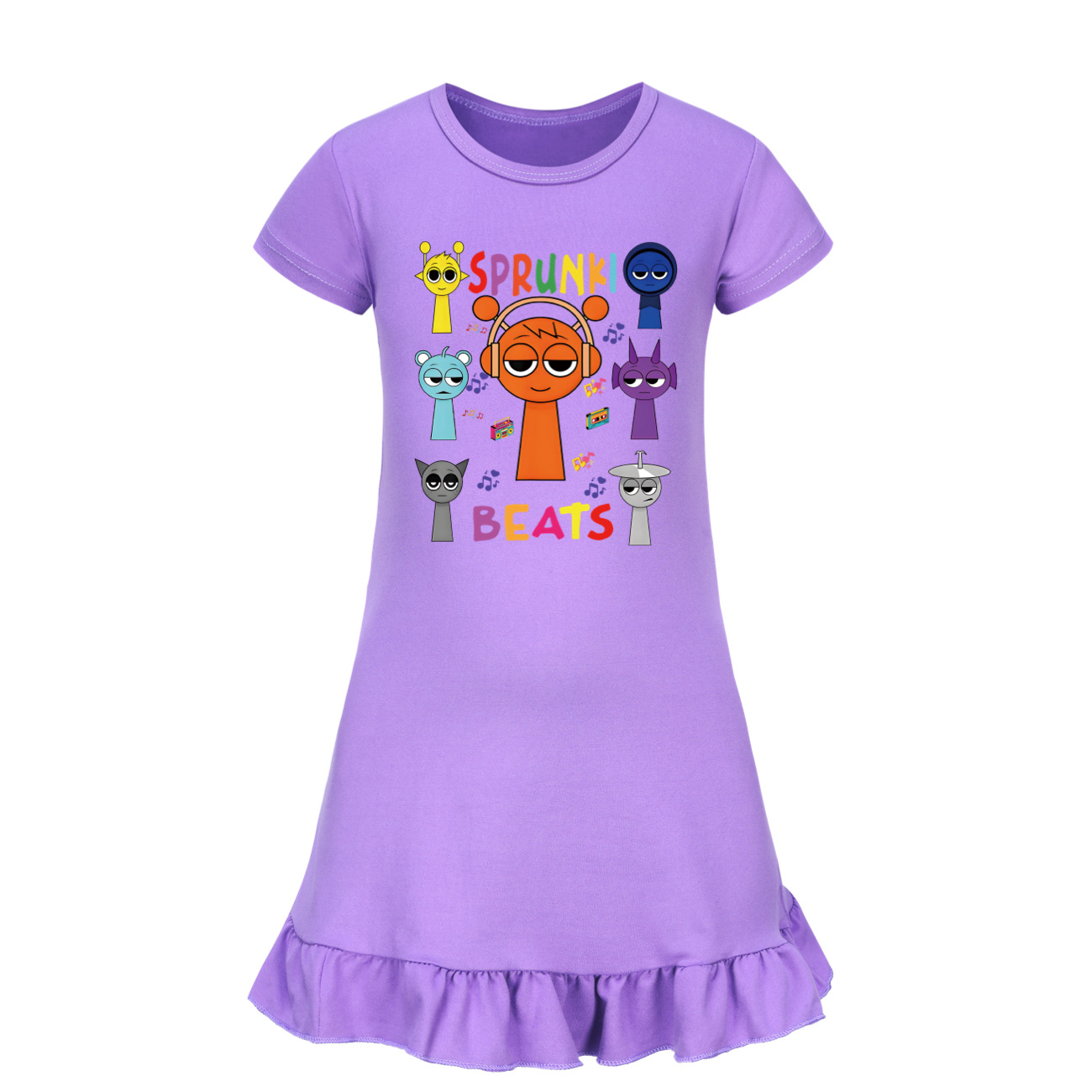 Kids Girls Sprunki Sleepwear Dress Pyjamas Cotton Home Casual Nightwear 2-11Year - Picture 14 of 21