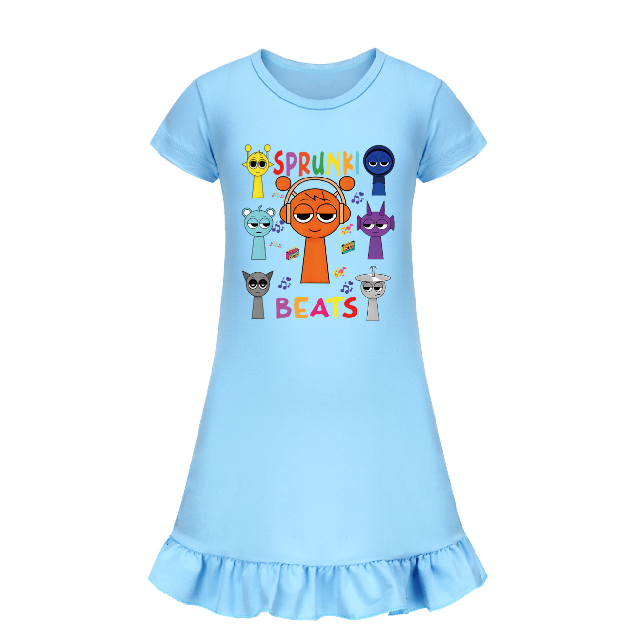Kids Girls Sprunki Sleepwear Dress Pyjamas Cotton Home Casual Nightwear 2-11Year - Picture 16 of 21
