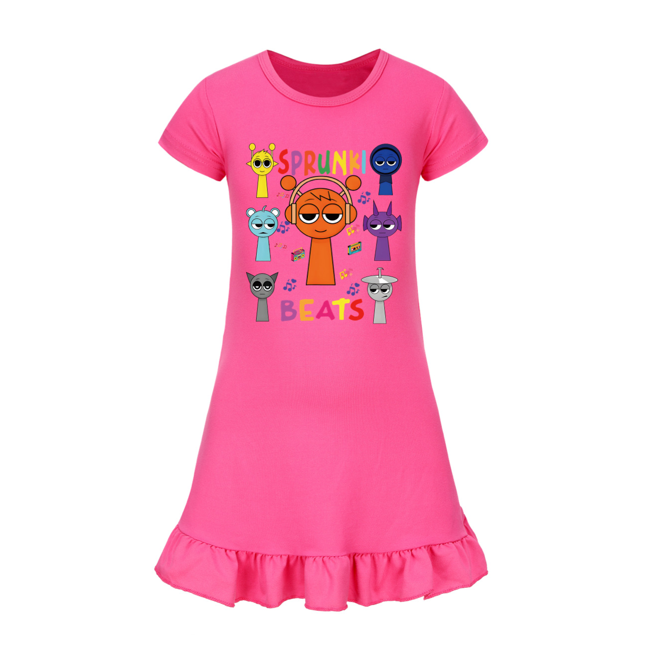 Kids Girls Sprunki Sleepwear Dress Pyjamas Cotton Home Casual Nightwear 2-11Year - Picture 19 of 21