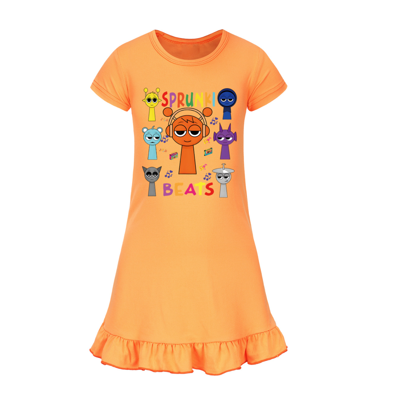 Kids Girls Sprunki Sleepwear Dress Pyjamas Cotton Home Casual Nightwear 2-11Year - Picture 20 of 21