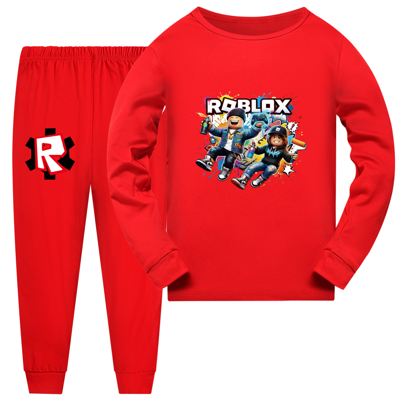 Boys Girls Rob Lox Game Pyjamas Sleepwear Tshirt+Pants Set Outfit Nightwear Gift