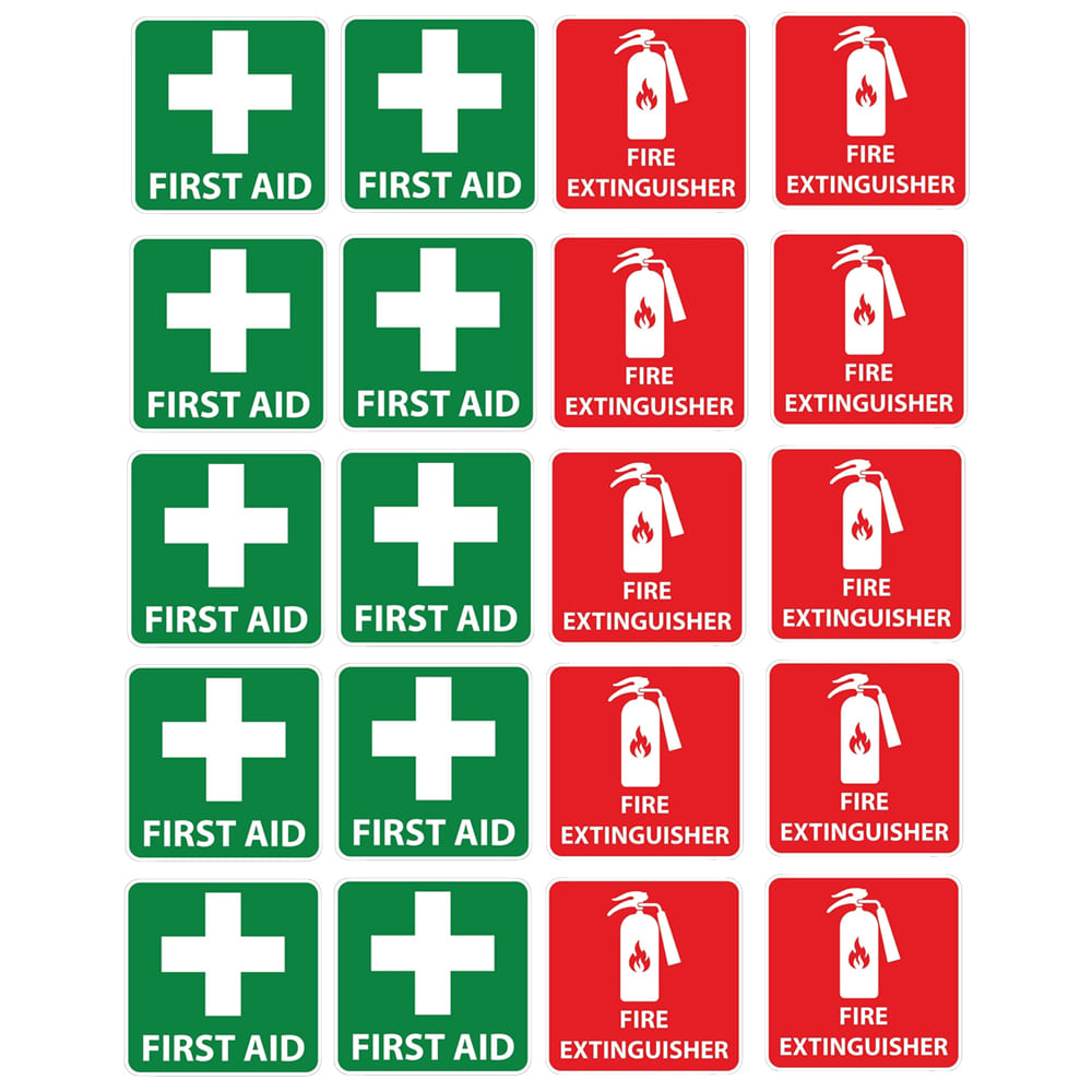 2-20pcs FIRE EXTINGUISHER & FIRST AID Sticker Sign Decal Set OHS WHS 10x10cm NEW - Picture 10 of 10