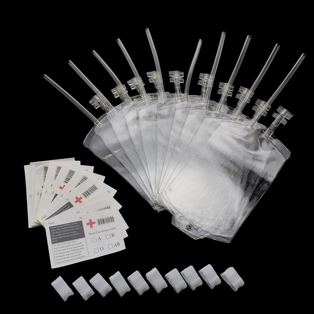 1-100x Reusable IV Blood Bags Halloween Haunted House Energy Drink Container New - Picture 11 of 12