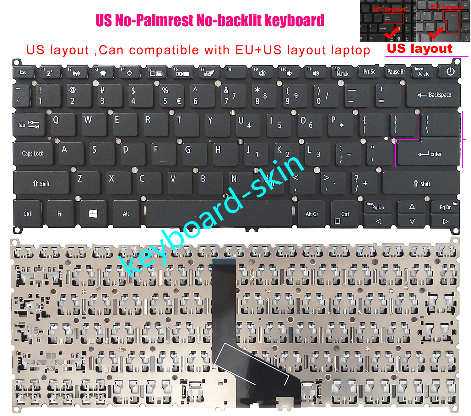 US Keyboard For Acer Swif SF313-51 SF314-42 SF314-57 -58 -59 SF514-52 -53 -54-55 - Picture 4 of 5