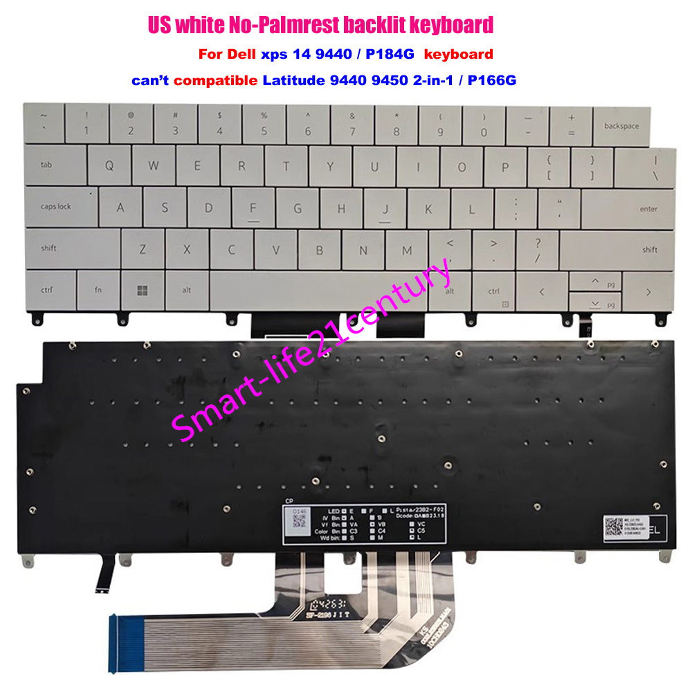 New US Backlit white /black Keyboard For Dell XPS 14 9440 / P184G laptop