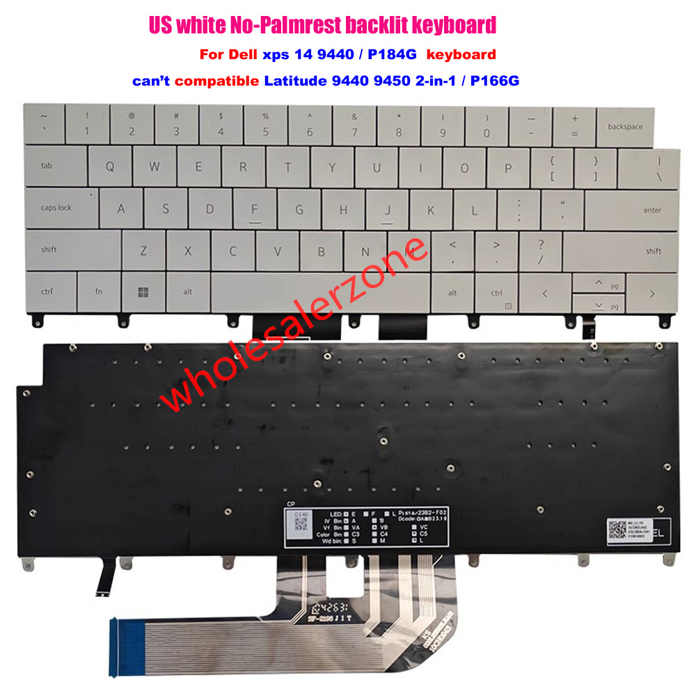 New US Backlit white /black Keyboard For Dell XPS 14 9440 / P184G laptop