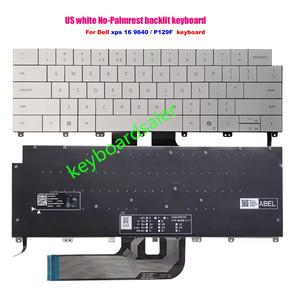 New US Backlit white / black Keyboard For Dell XPS 16 9640 / P129F laptop