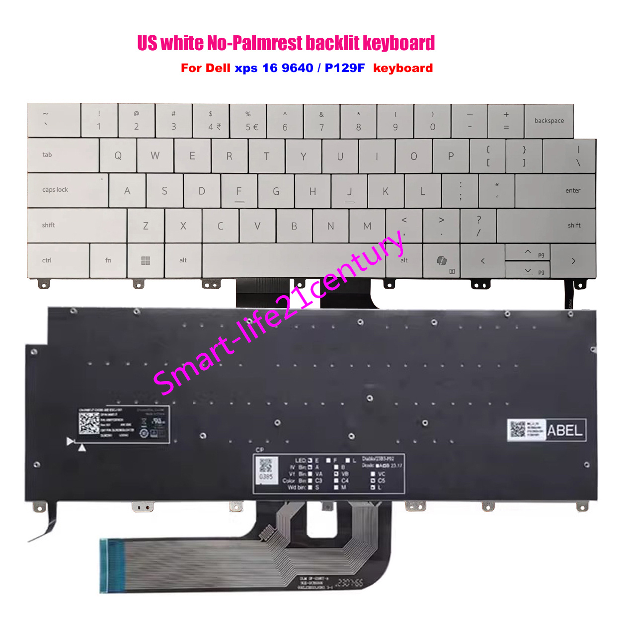 New US Backlit white / black Keyboard For Dell XPS 16 9640 / P129F laptop