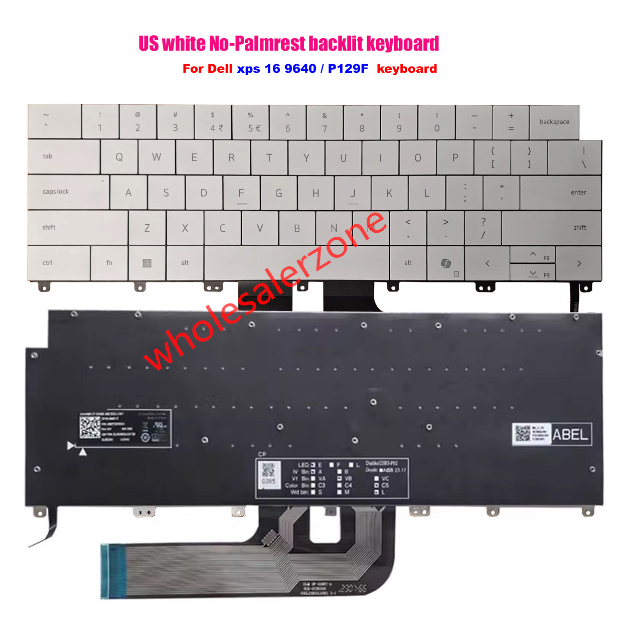 New US Backlit white / black Keyboard For Dell XPS 16 9640 / P129F laptop