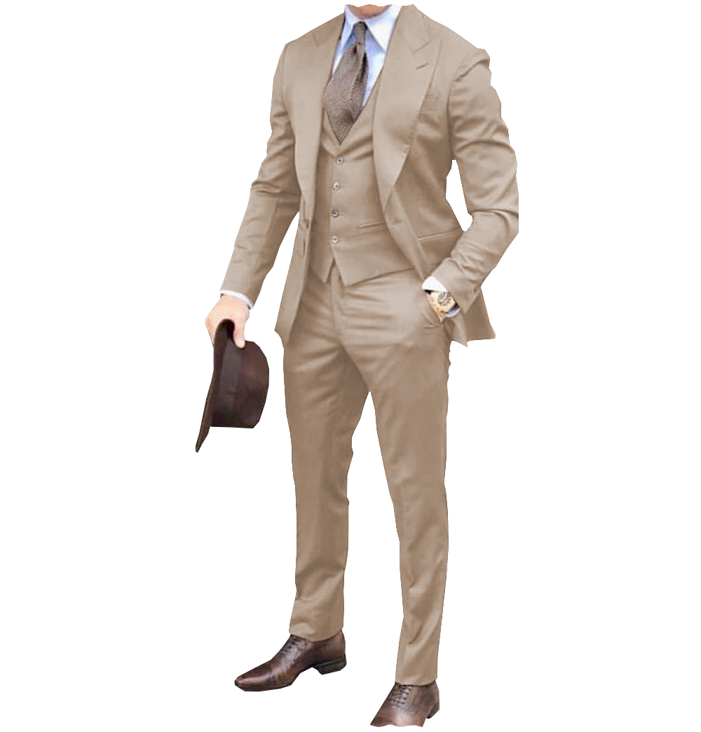 3 Pieces Men's Suits Flat Slim Fit Lapel Tuxedo Formal Prom Blazer+Vest+Pants - Picture 27 of 27
