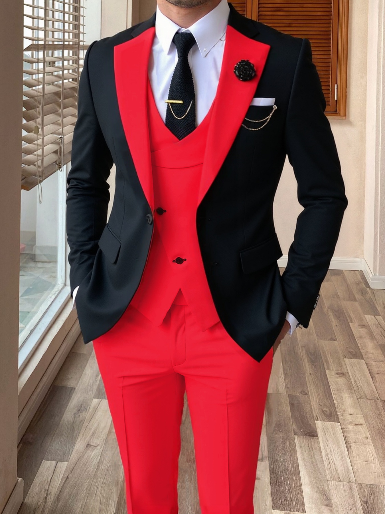 Mens 3Pcs Wedding Suit Groom Bestman Formal Party Tuxedo Suit Blazer+Vest+Pants - Picture 11 of 12