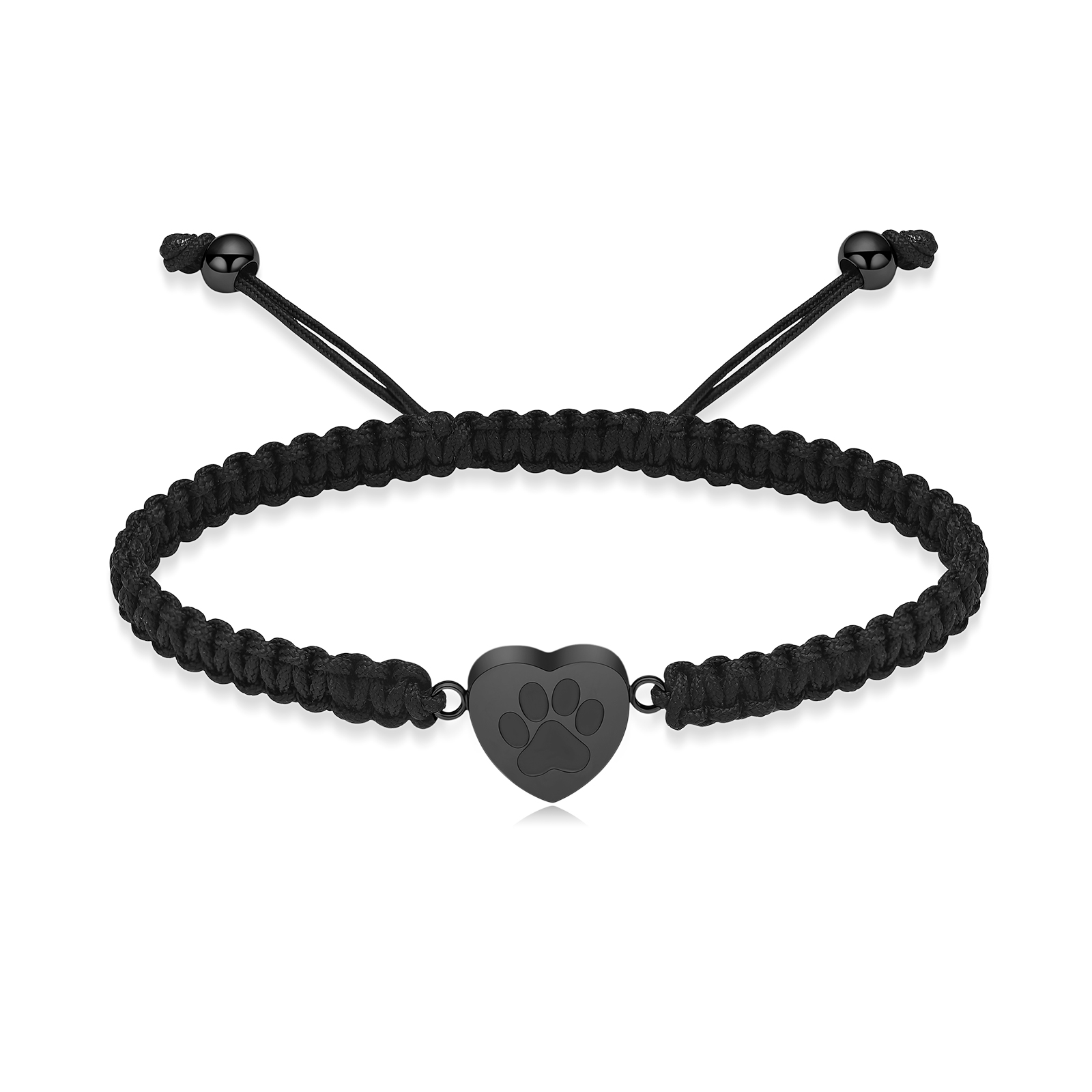 Heart Cremation Urn Bracelet for Ashes - Paw Print Braided Wristband Urn Bangle