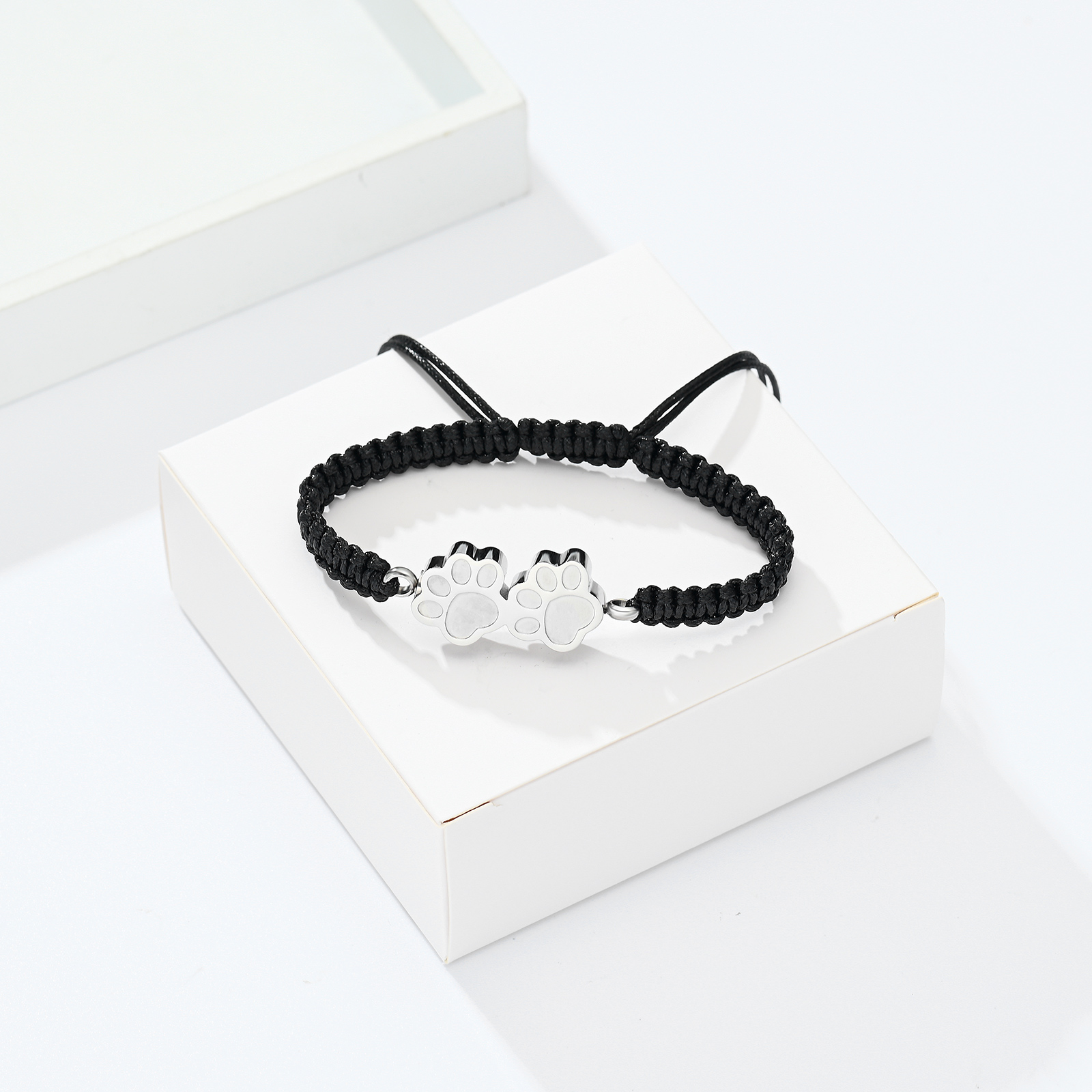 Pet Urn Bracelet for Dogs Ashes - Adjustable Double Paw Print Cremation Bracelet