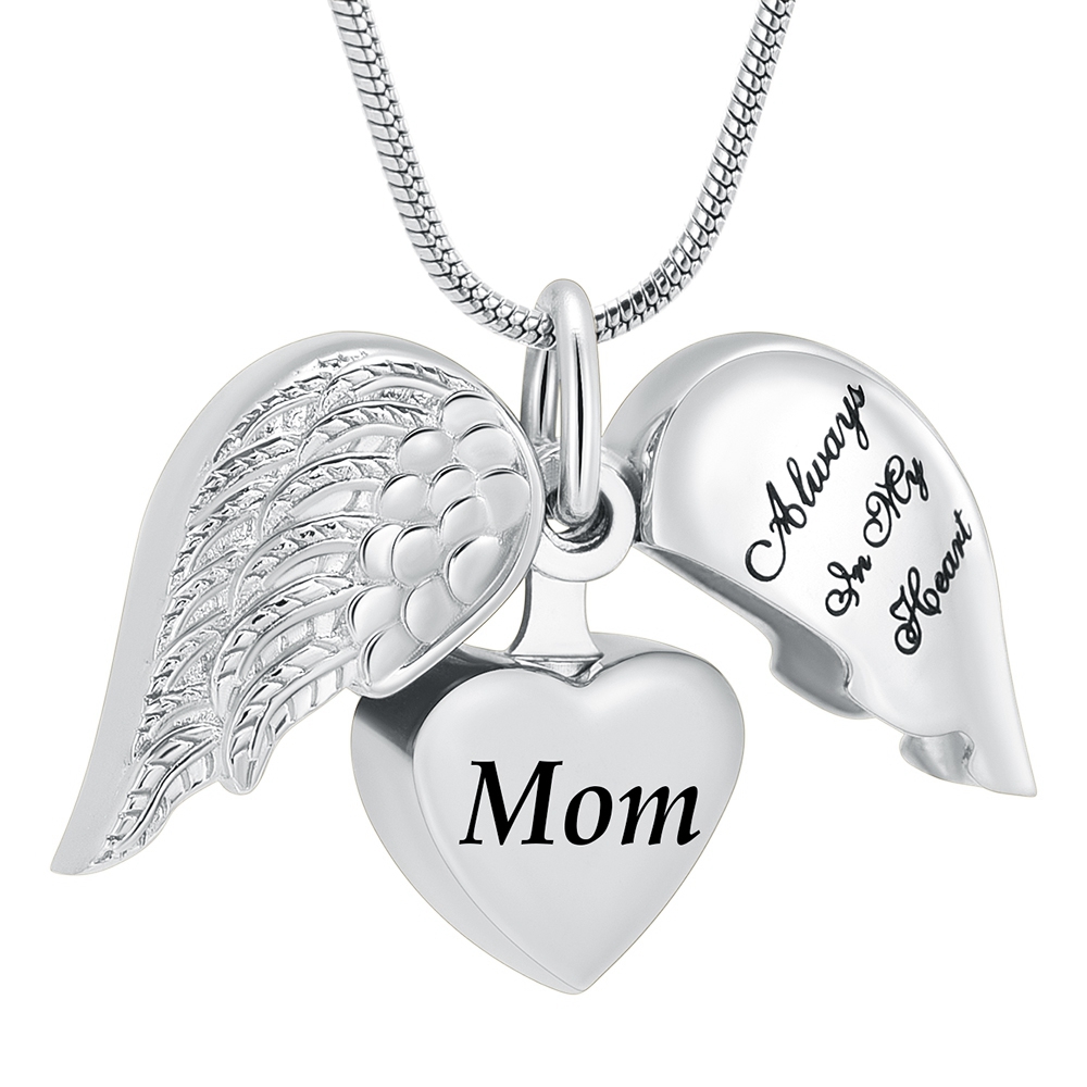 Angel Wing Heart Cremation Jewelry for Ashes for Dad/mom for Ashes Memorial Gift