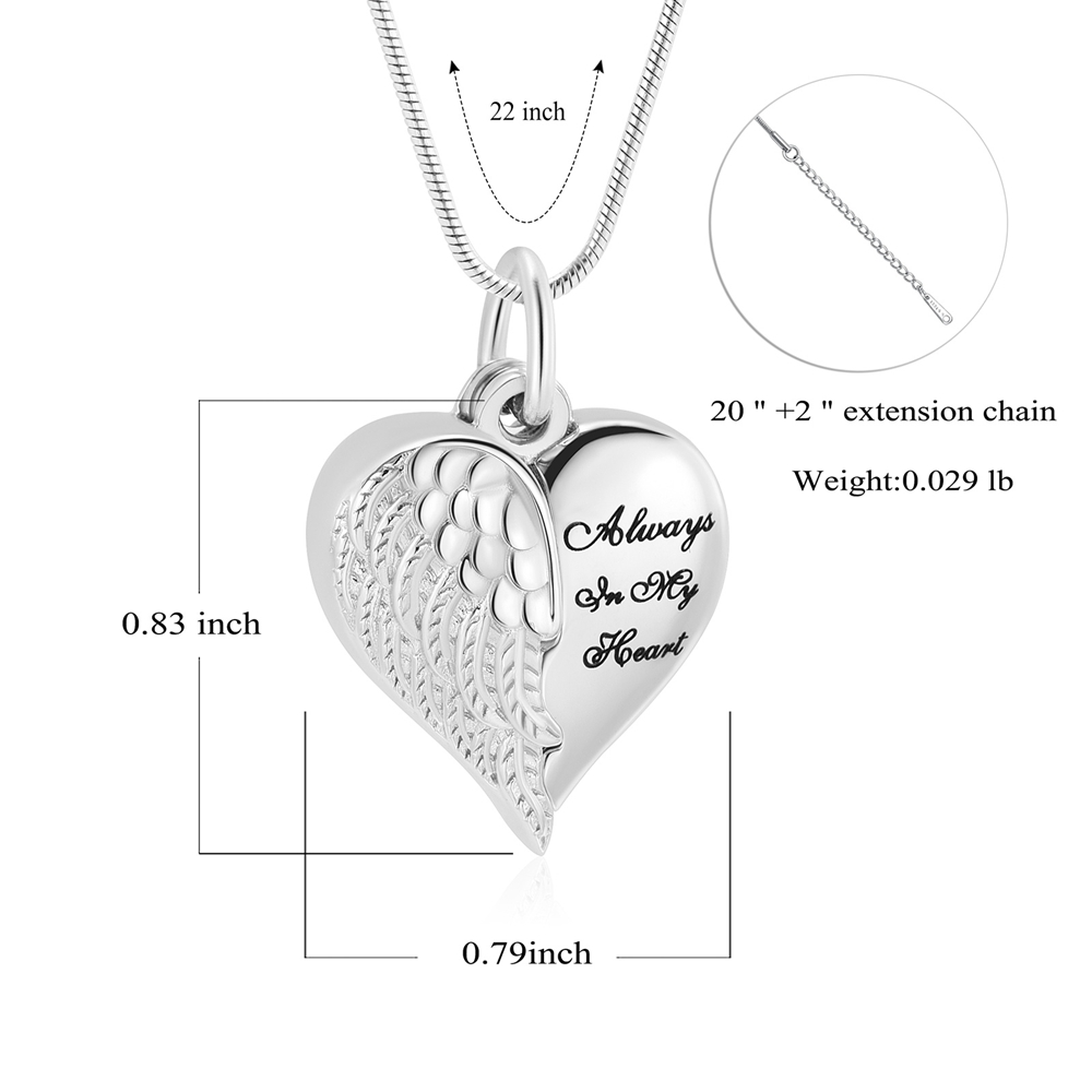 Angel Wing Heart Cremation Jewelry for Ashes for Dad/mom for Ashes Memorial Gift