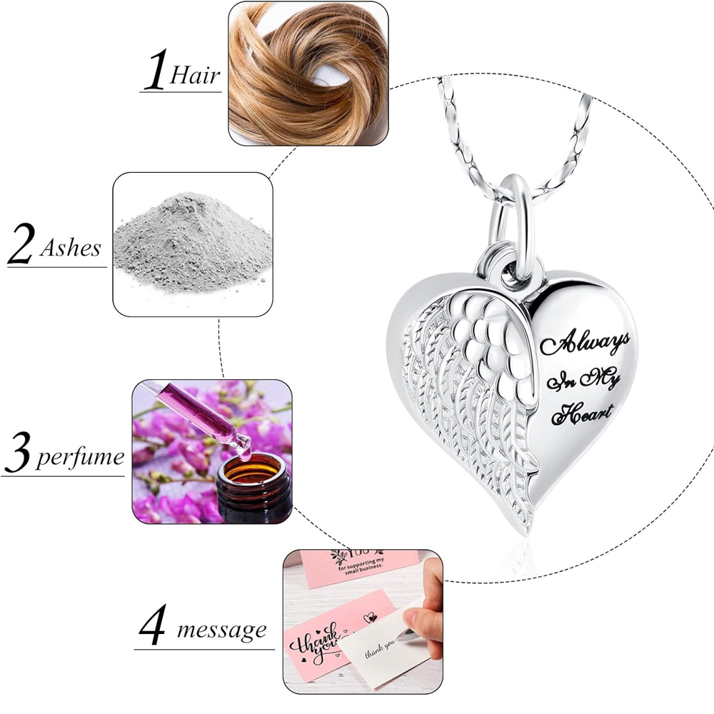 Angel Wing Heart Cremation Jewelry for Ashes for Dad/mom for Ashes Memorial Gift