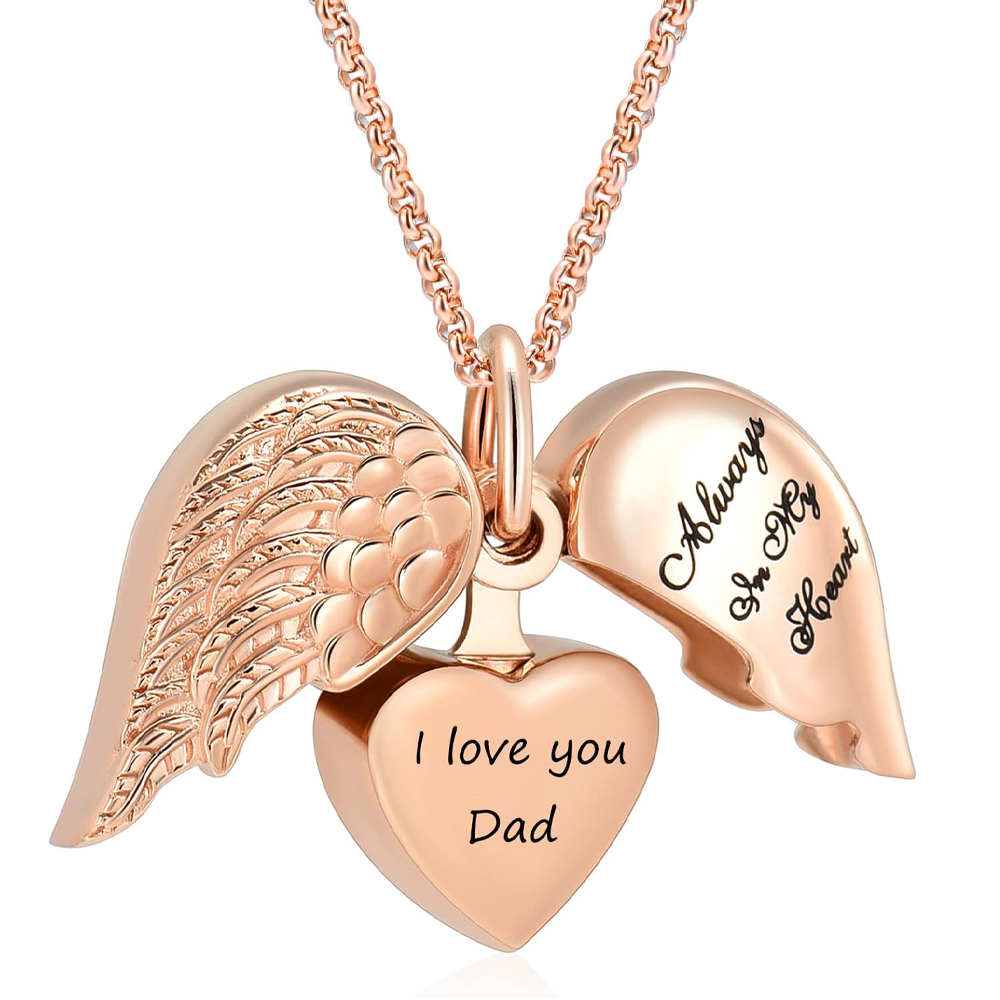 Angel Wing Heart Cremation Jewelry for Ashes for Dad/mom for Ashes Memorial Gift