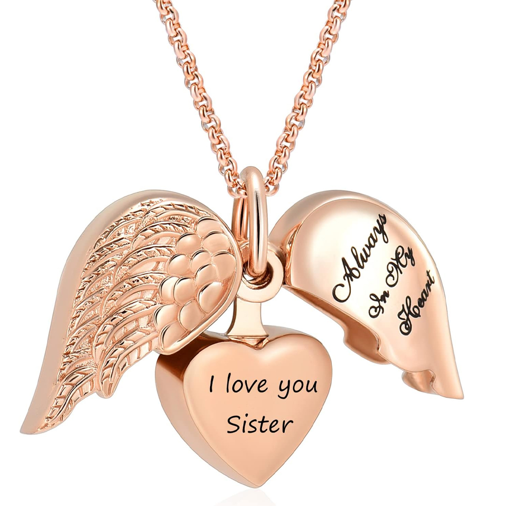 Angel Wing Heart Cremation Jewelry for Ashes for Dad/mom for Ashes Memorial Gift