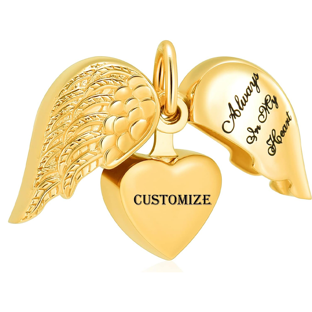 Angel Wing Heart Cremation Jewelry for Ashes for Dad/mom for Ashes Memorial Gift