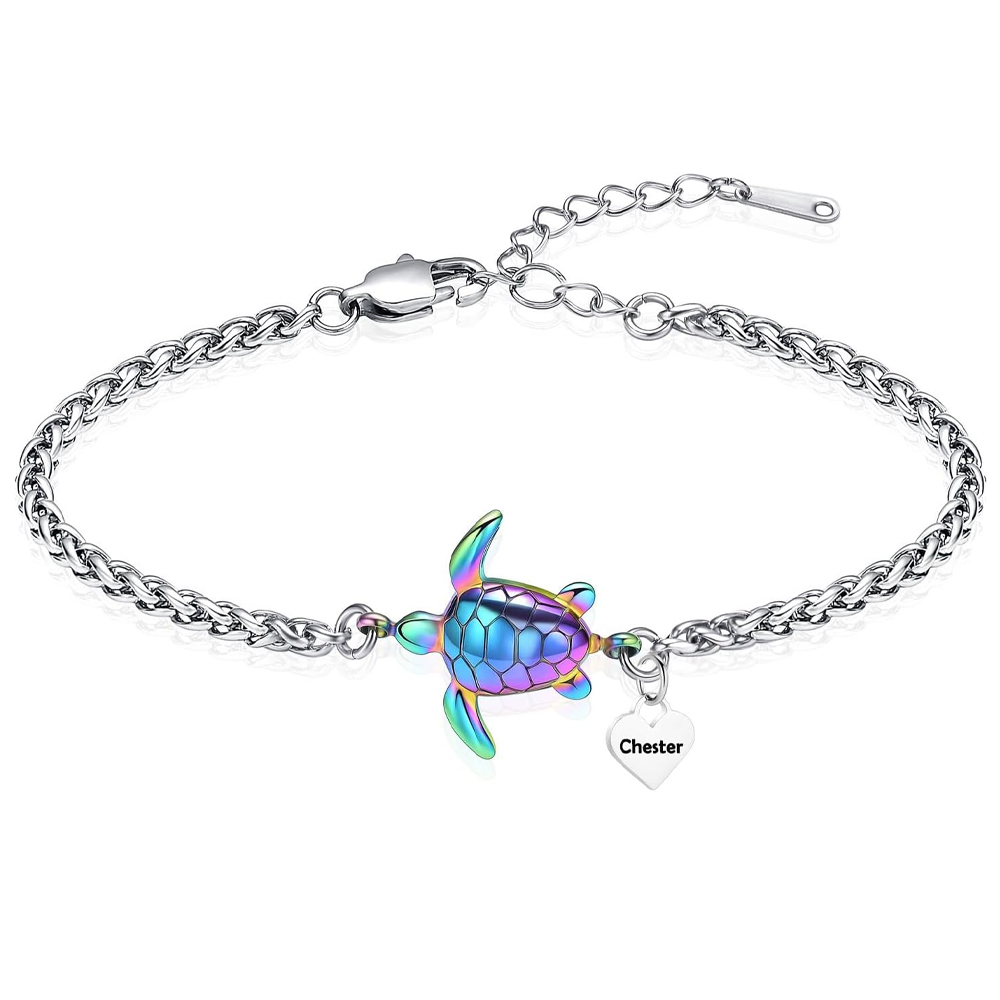 Sea Turtle Women Urn Cremation Jewelry Urn Bracelet for Ashes Link Urn Bracelet