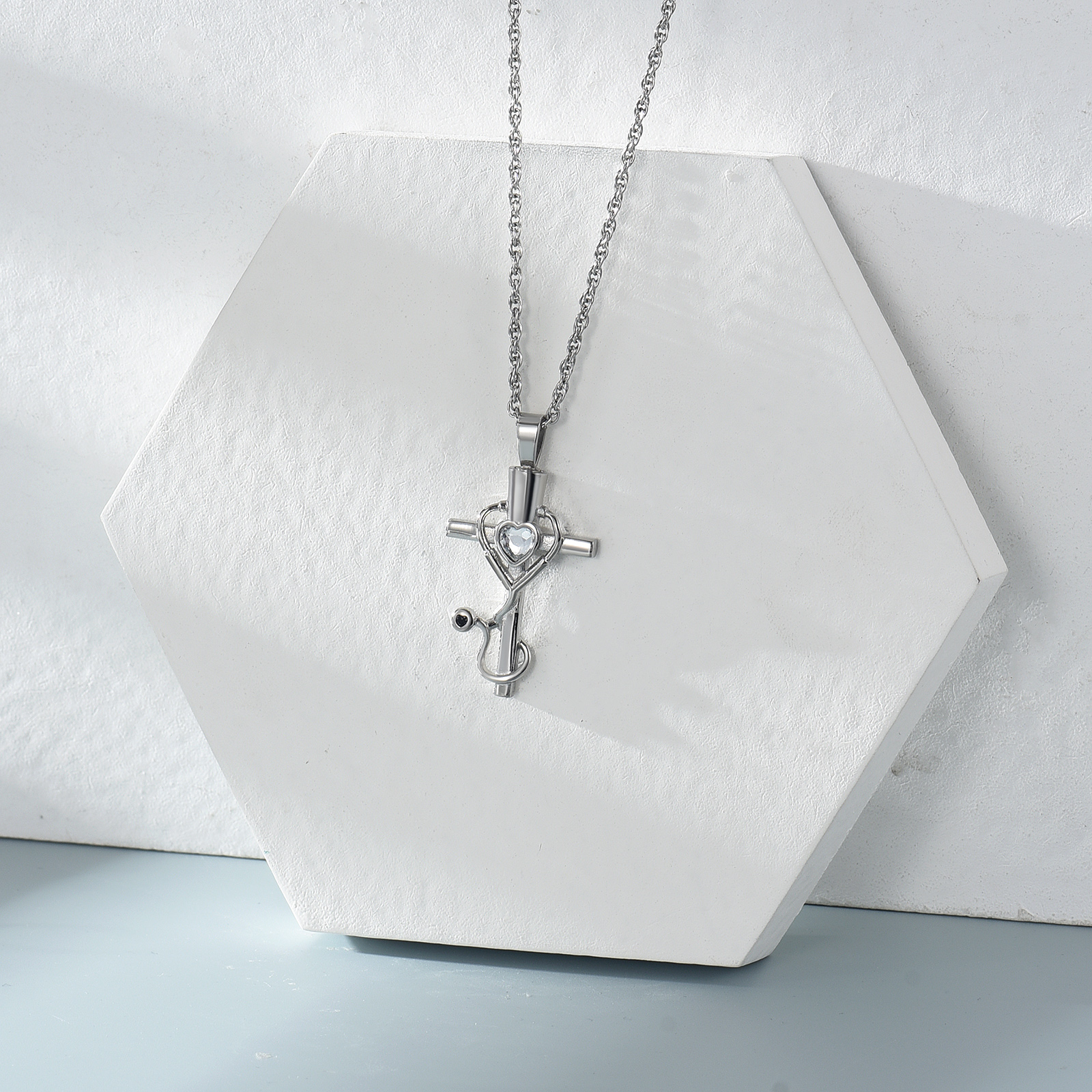 Medicine Themed Stethoscope Pendant Urn Necklace Doctor Nurse Urn Necklace Gifts - Picture 15 of 46