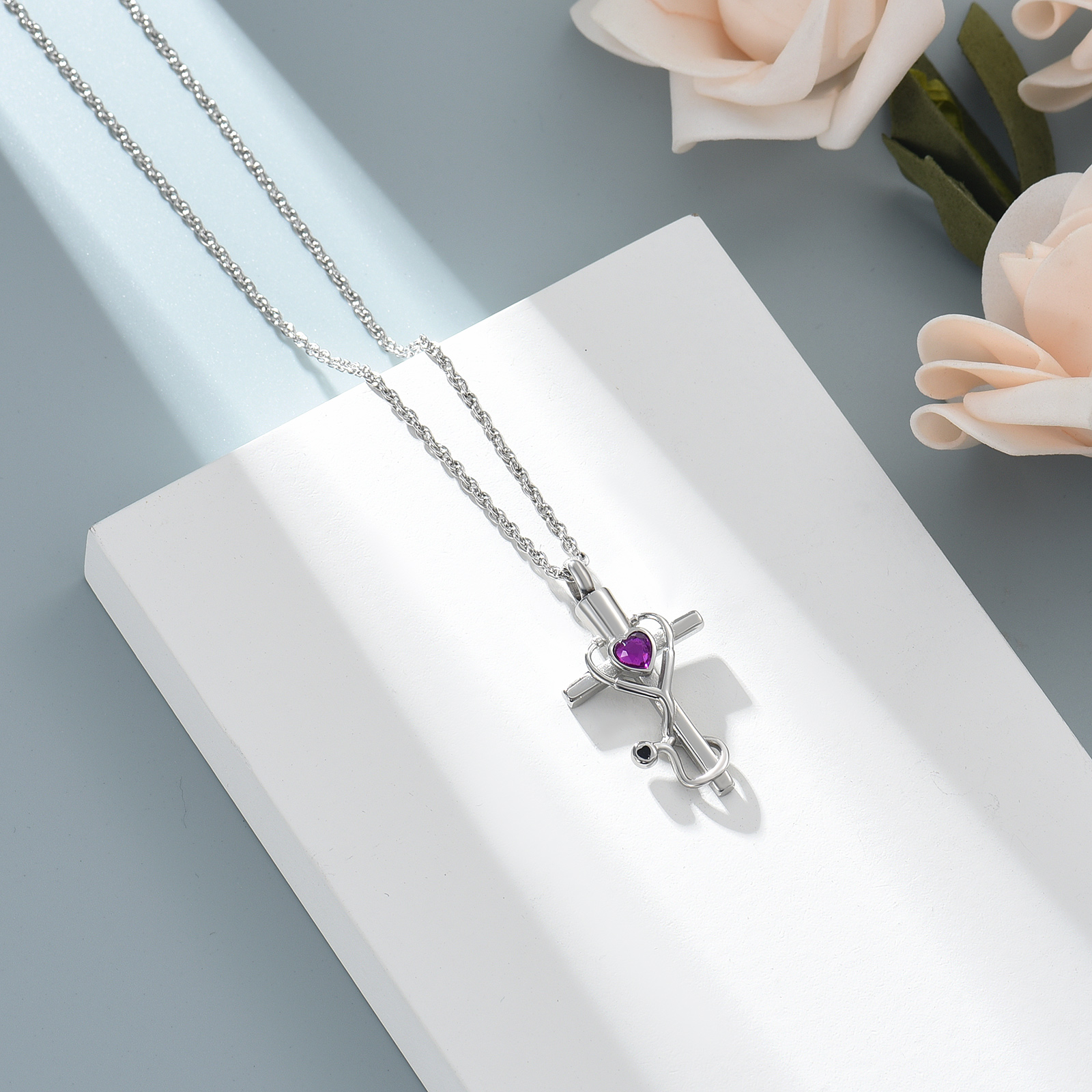 Medicine Themed Stethoscope Pendant Urn Necklace Doctor Nurse Urn Necklace Gifts - Picture 19 of 46