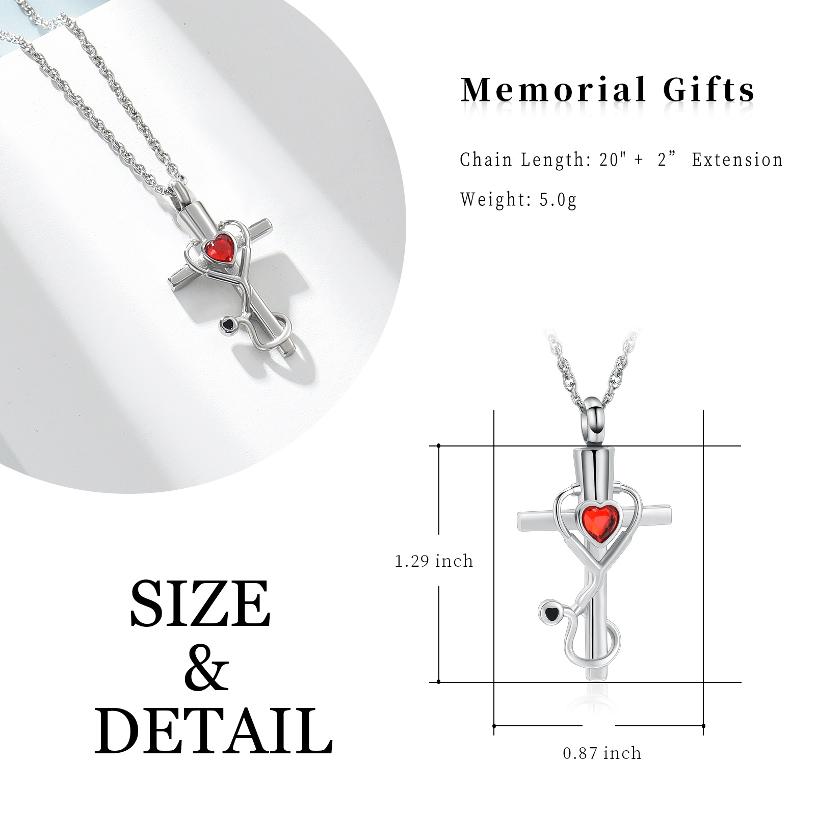 Medicine Themed Stethoscope Pendant Urn Necklace Doctor Nurse Urn Necklace Gifts - Picture 24 of 46