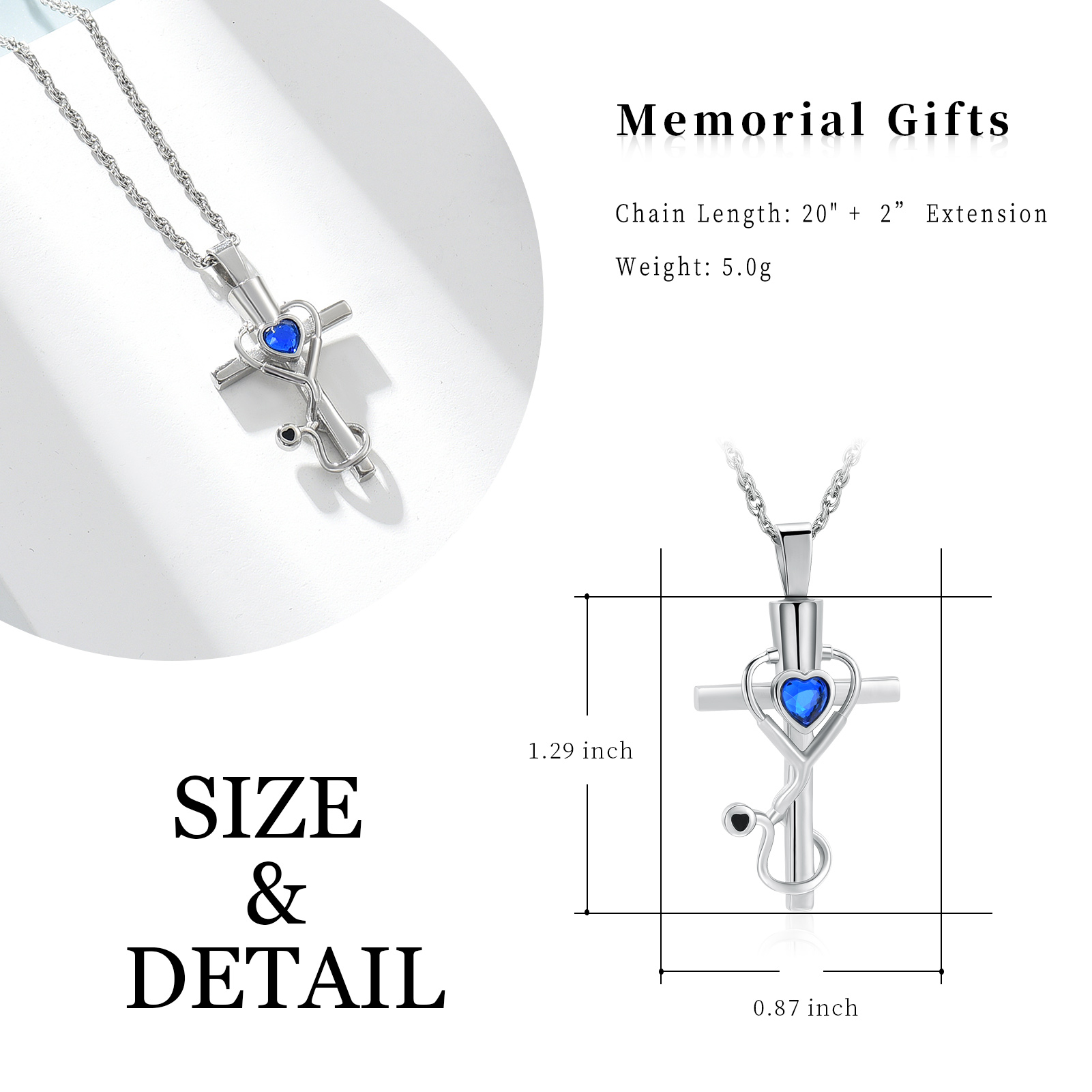 Medicine Themed Stethoscope Pendant Urn Necklace Doctor Nurse Urn Necklace Gifts - Picture 30 of 46