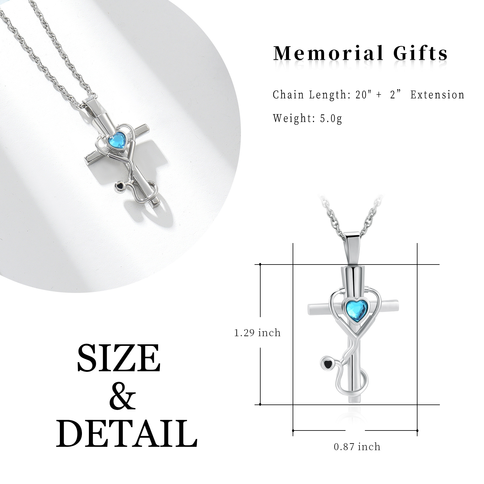 Medicine Themed Stethoscope Pendant Urn Necklace Doctor Nurse Urn Necklace Gifts - Picture 36 of 46