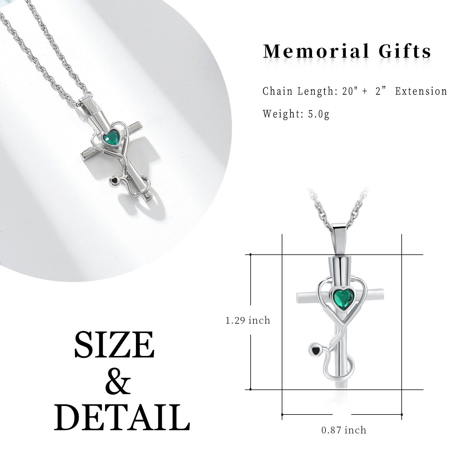 Medicine Themed Stethoscope Pendant Urn Necklace Doctor Nurse Urn Necklace Gifts - Picture 42 of 46