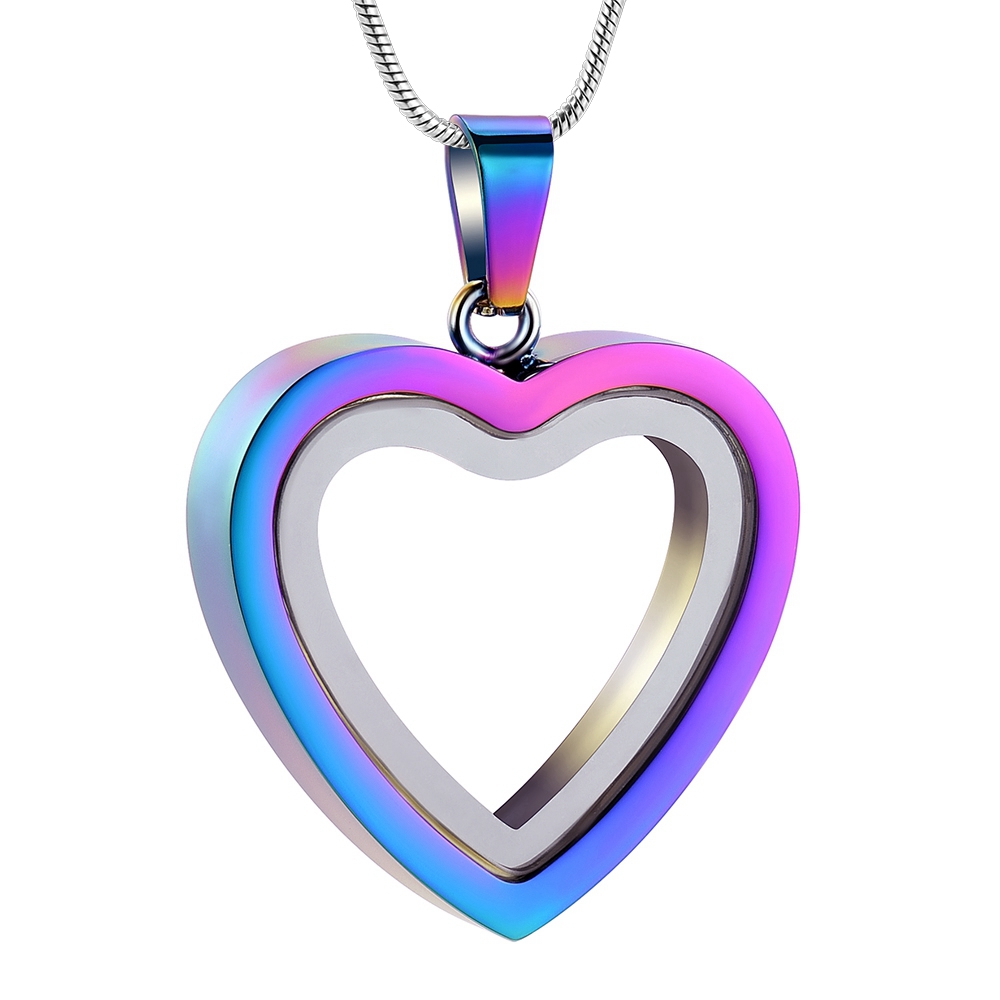 Glass Cremation Jewelry Urn Necklace for Ashes Heart Memorial Locket Urn Pendant