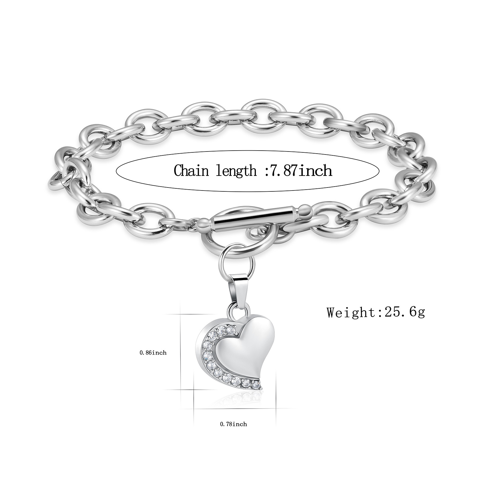 Crystal Heart Urn Bracelet for Ashes Cremation Bracelet F/ Ashes Keepsake Holder - Picture 11 of 44